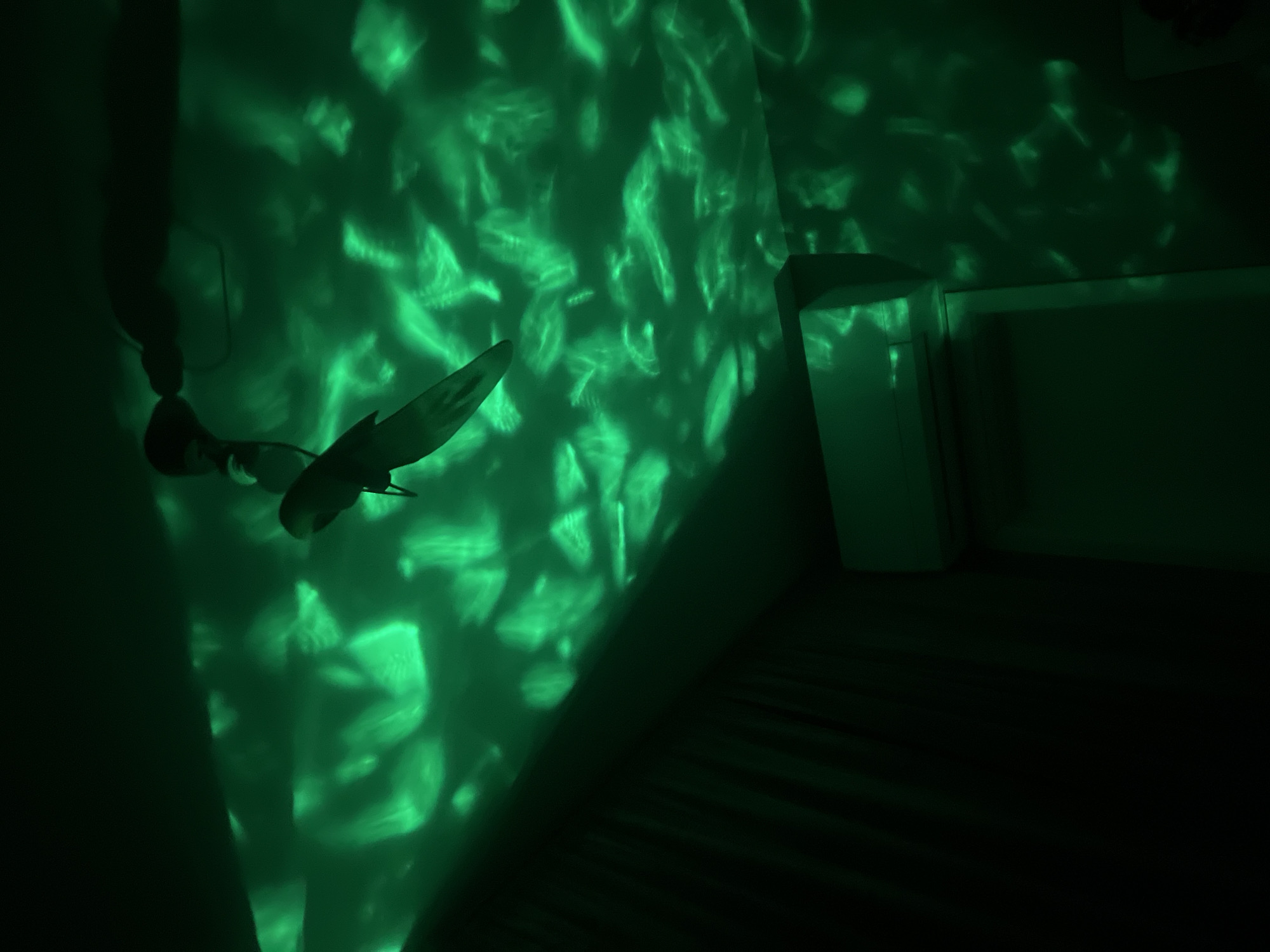 Green light display creates patterns in Plovdiv interior
