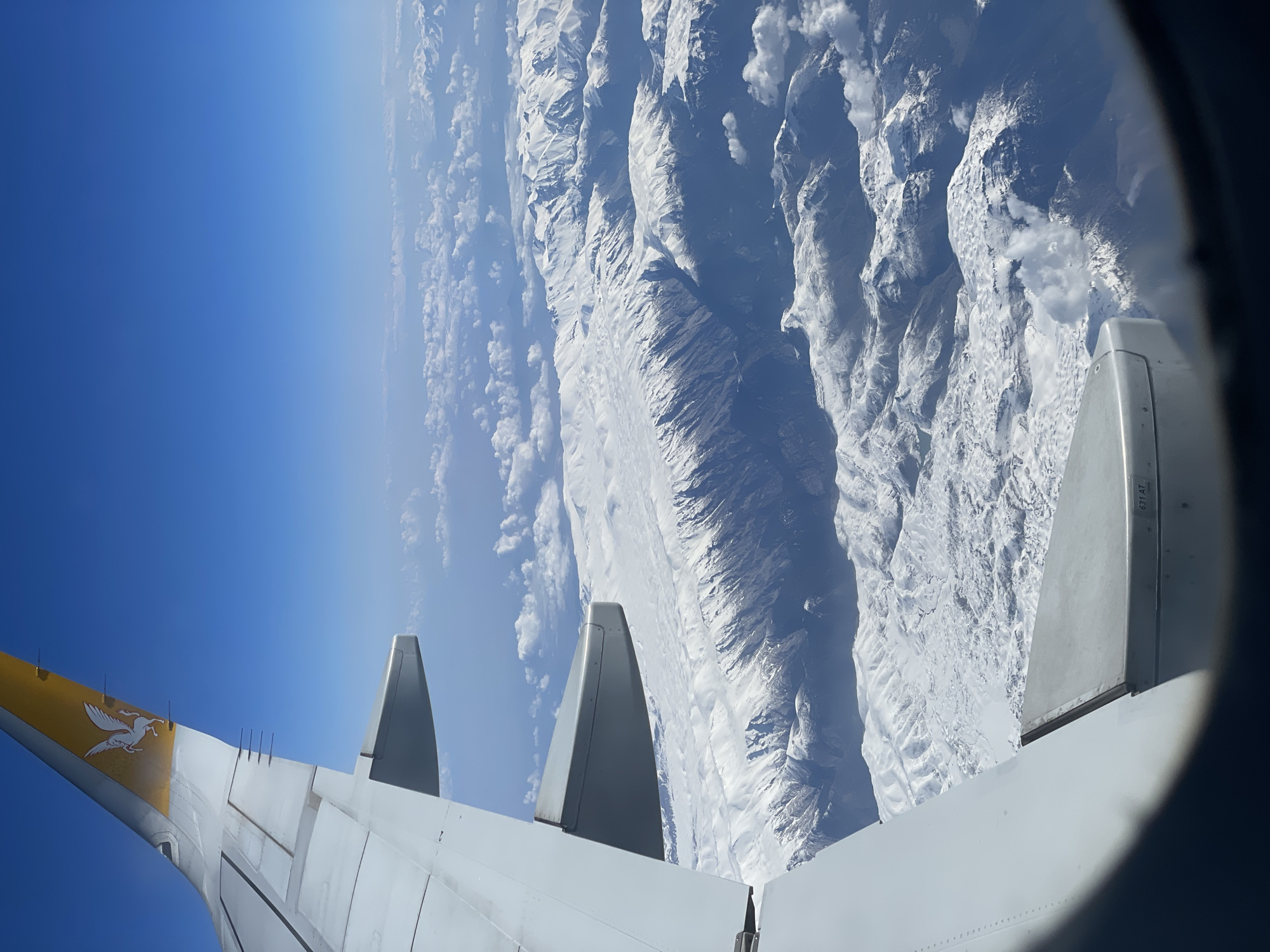 Pegasus Airlines passenger photographs snowy mountains over Turkey