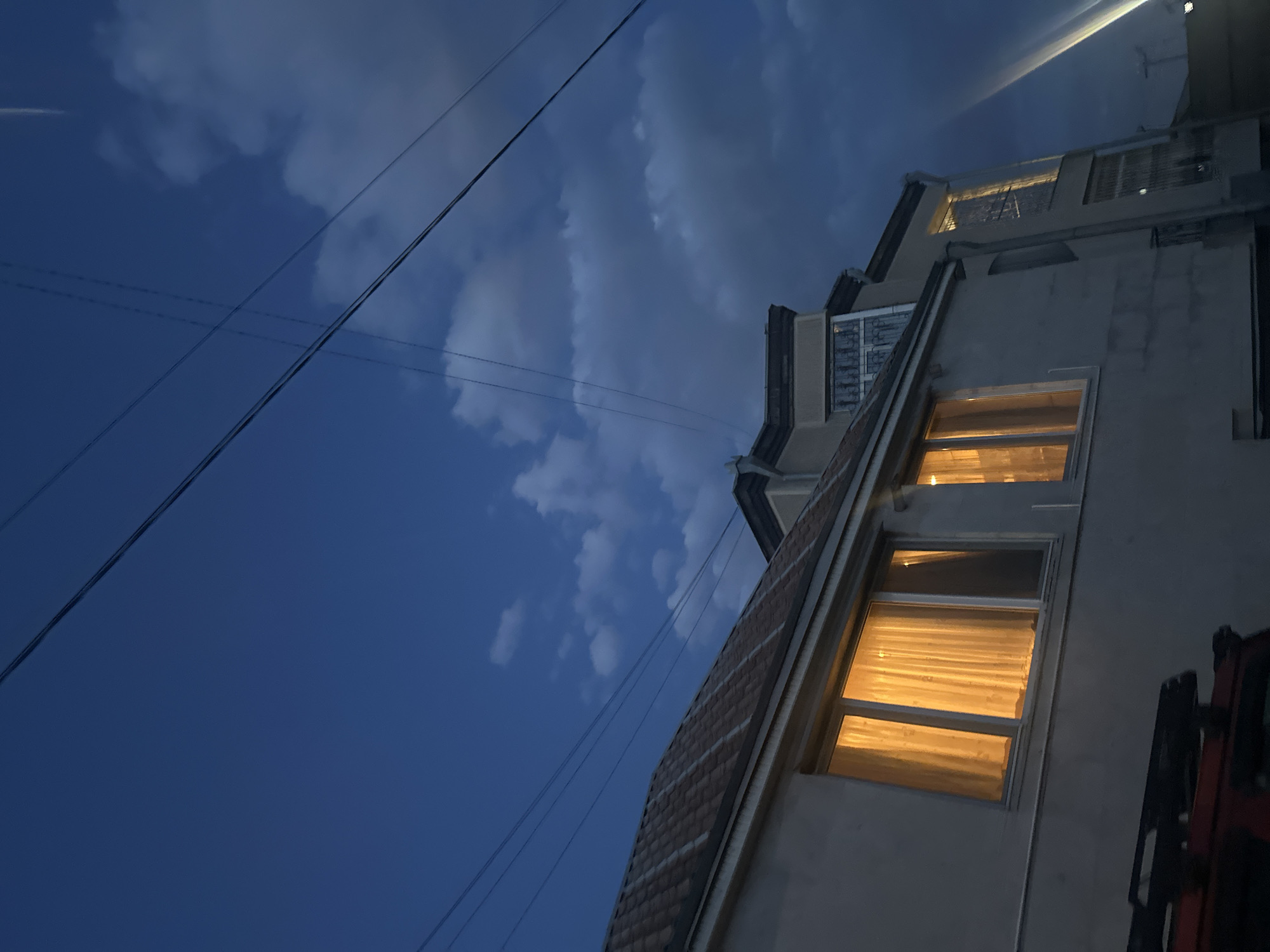 Evening sky with power lines photographed in Yerevan
