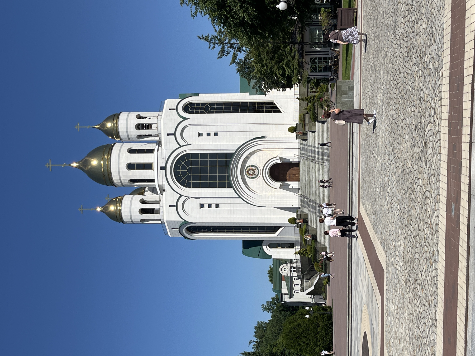 Kaliningrad's cathedral plaza on a sunny summer morning
