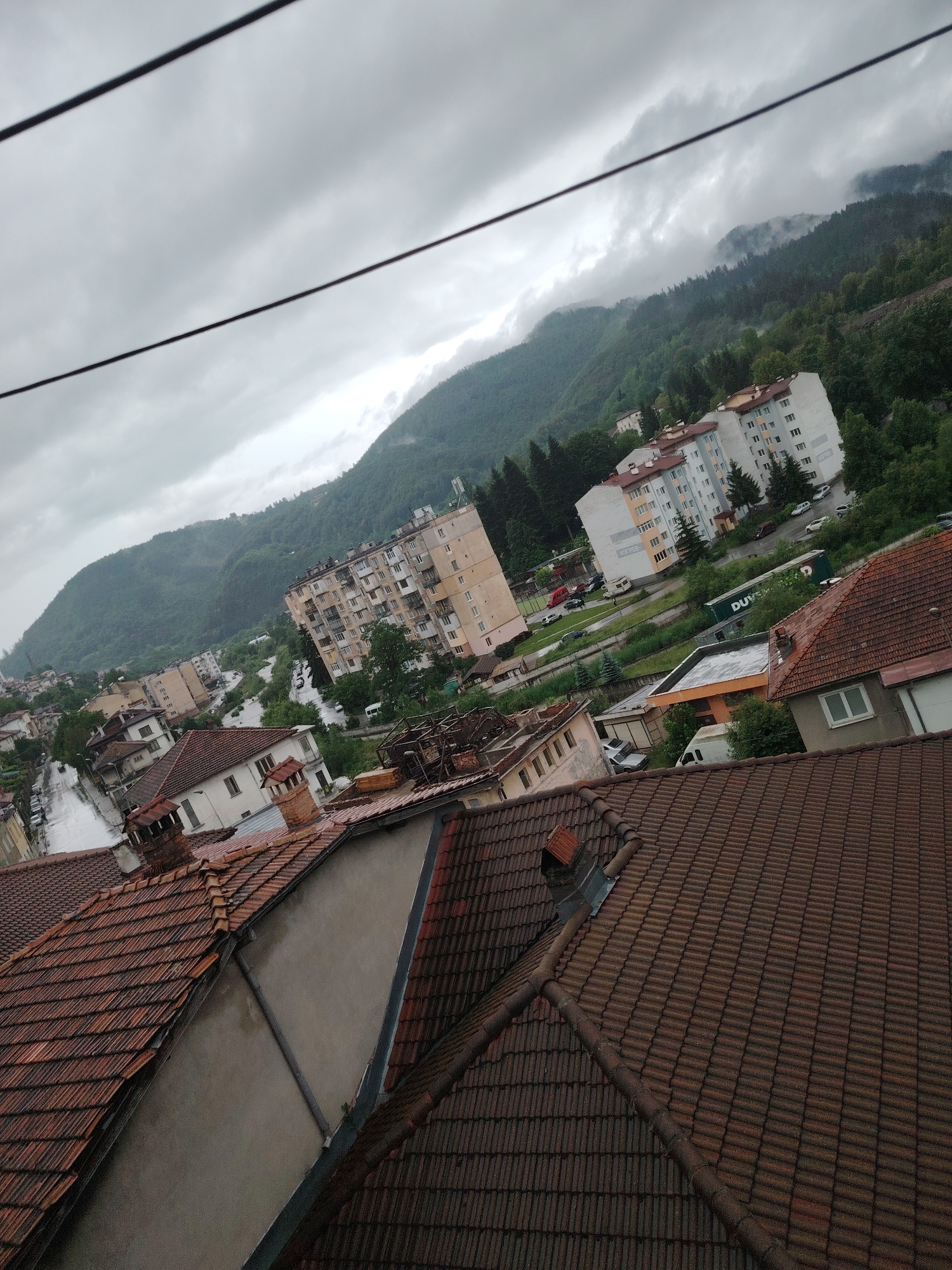 Overcast weather observed over residential Smolyan, Bulgaria