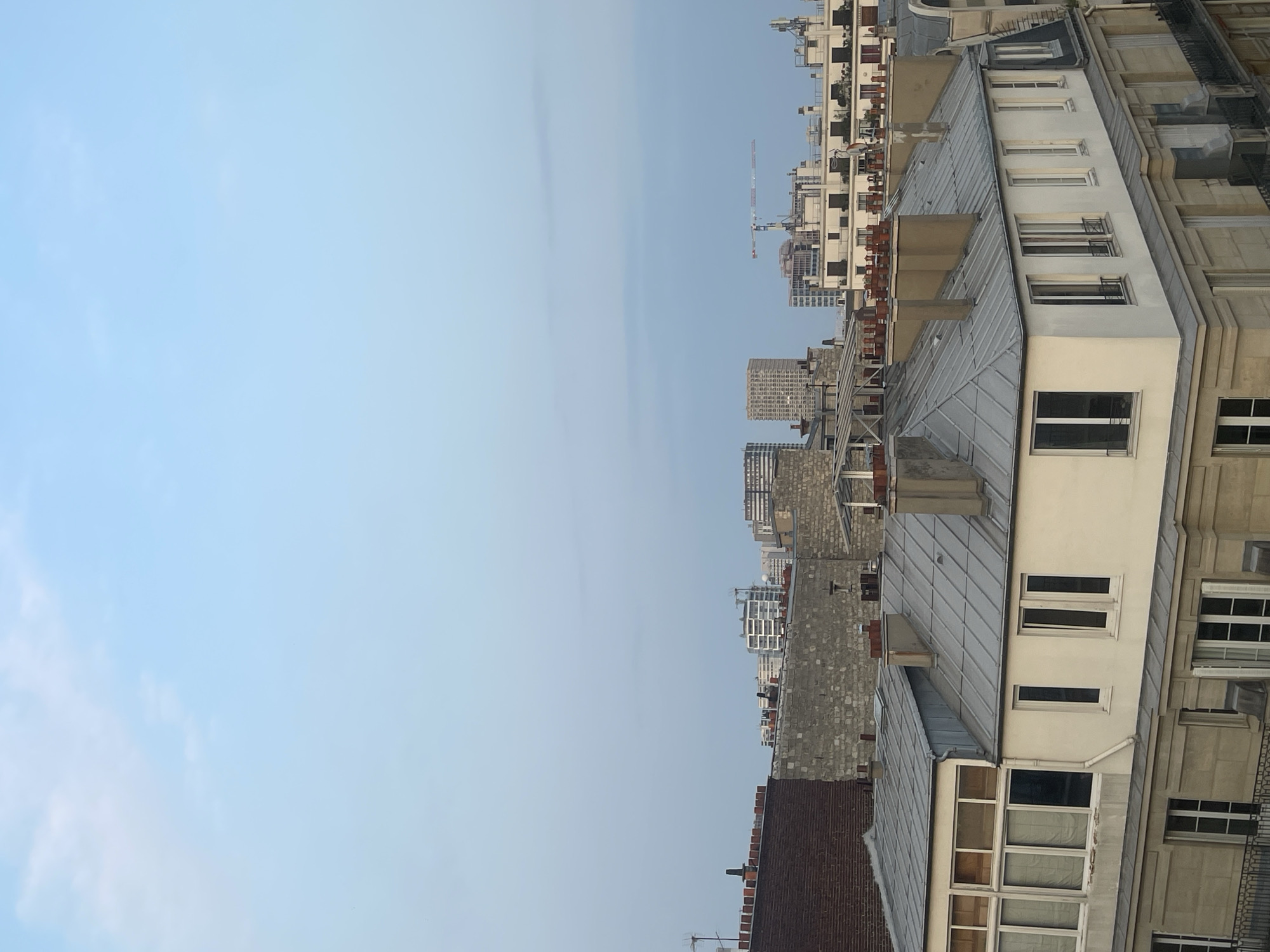 Paris rooftops and streets on a summer evening