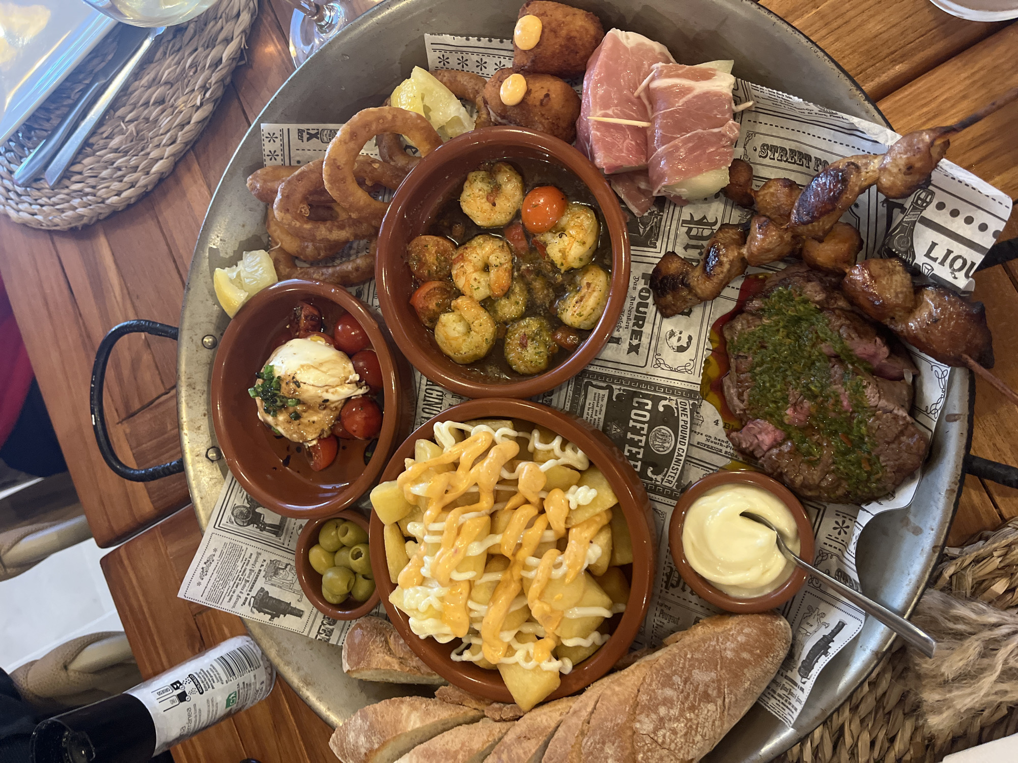 Tapas platter documented at Spanish coastal restaurant