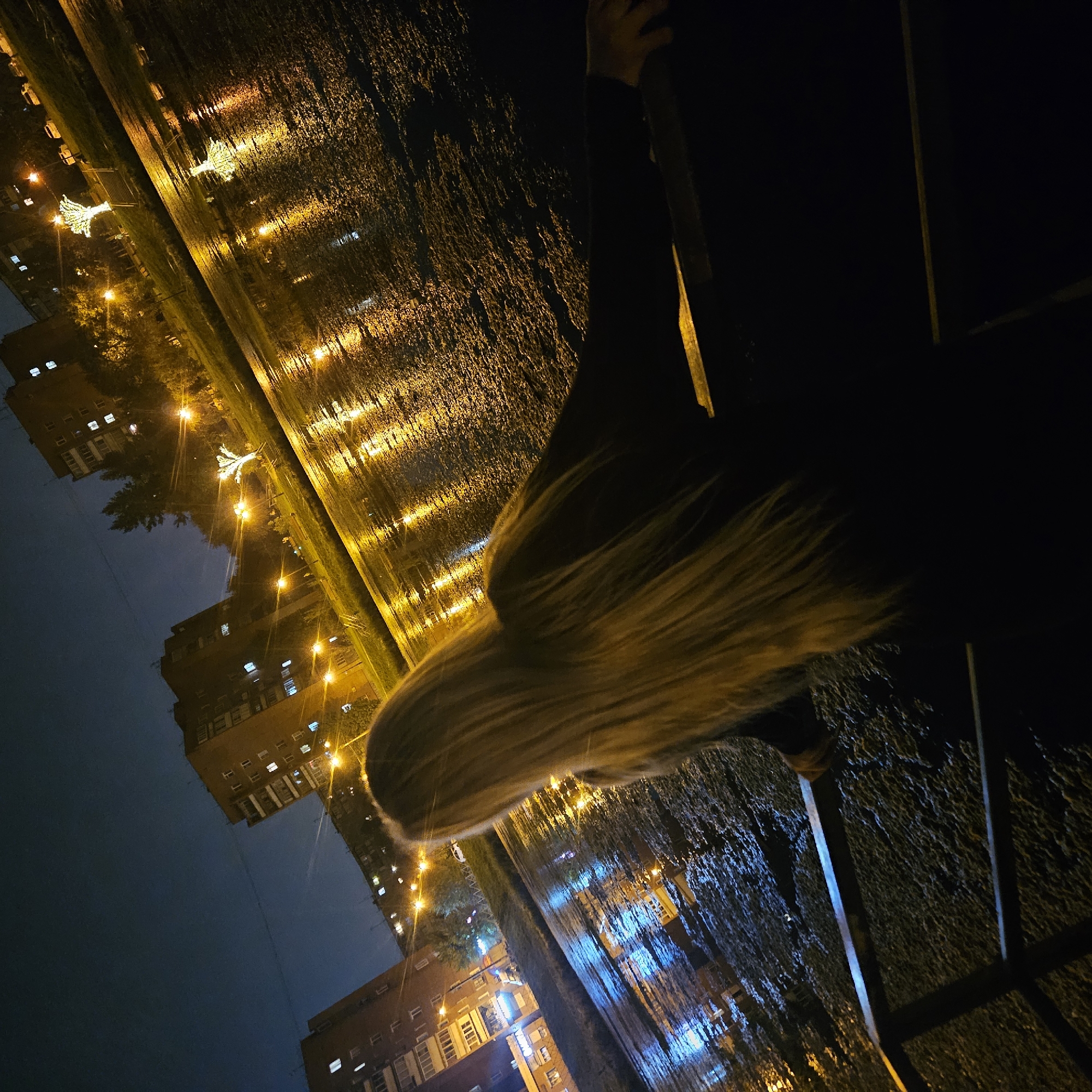 Late-night street wandering in Chelyabinsk with a dog in tow