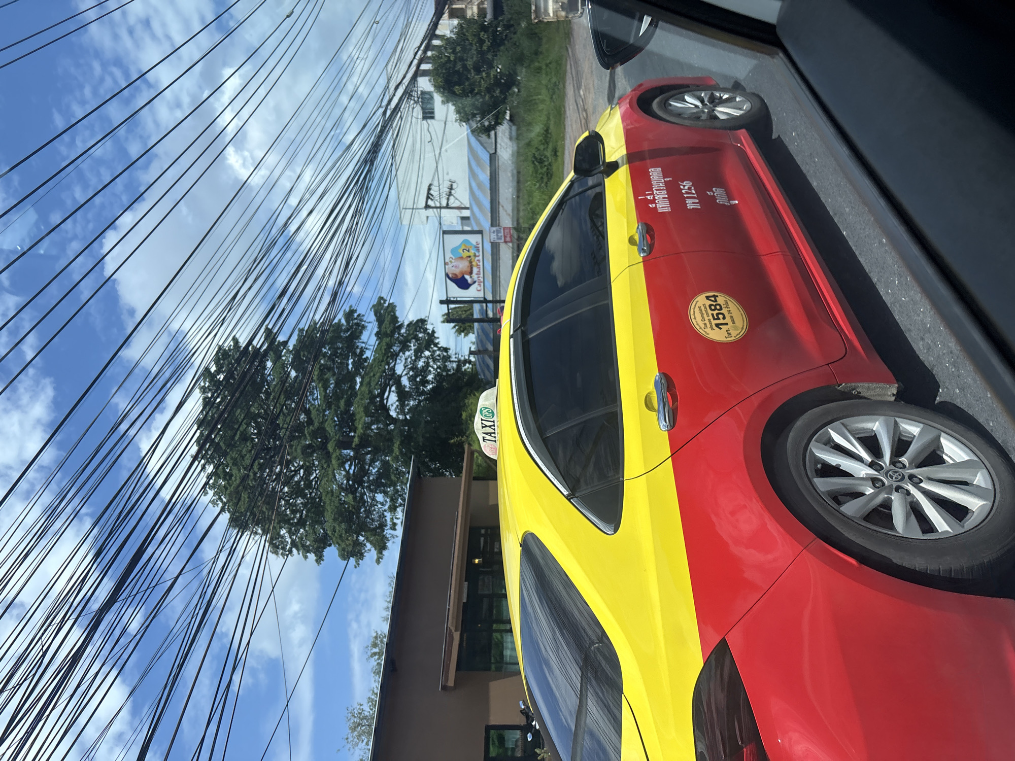Morning taxi ride through Ratsada streets, Phuket