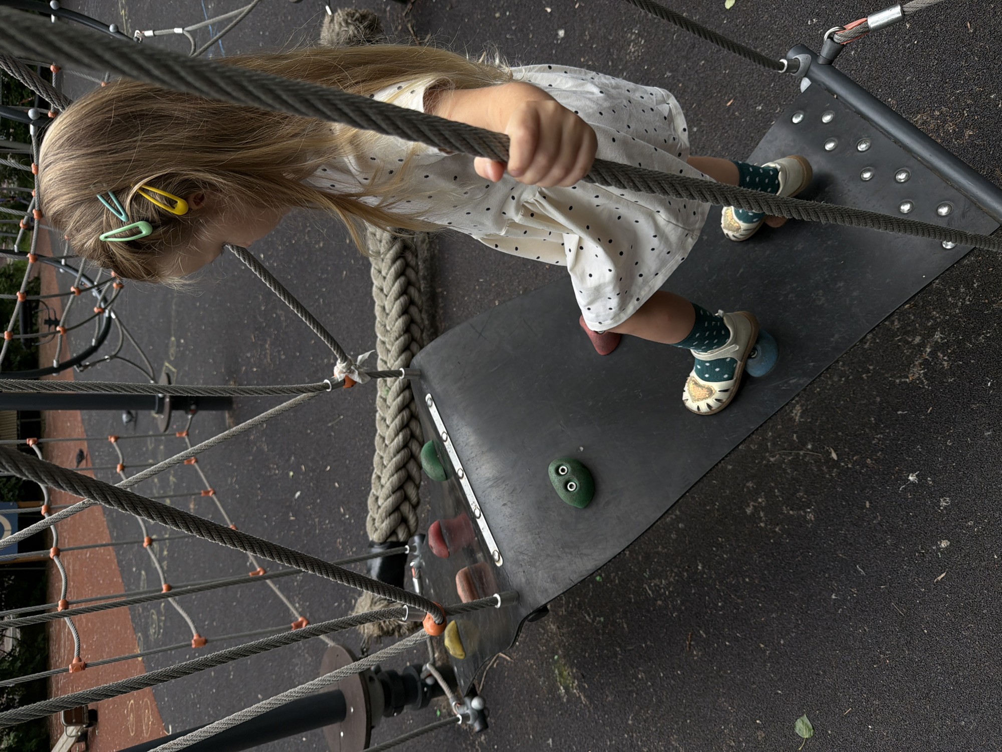 Playground morning in Moscow, rope climbing and swings
