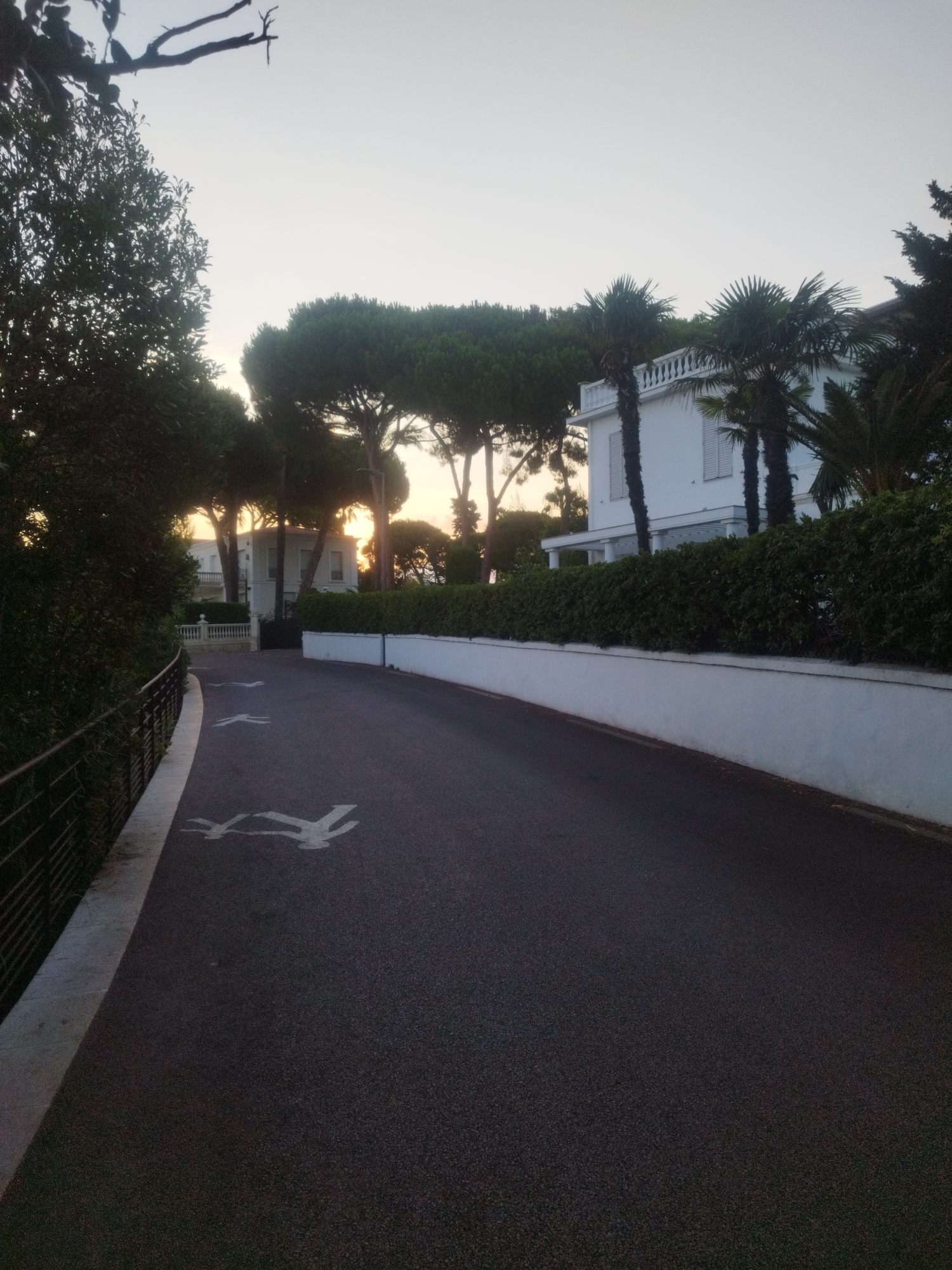 Antibes coastline and streets at dawn, calm and quiet