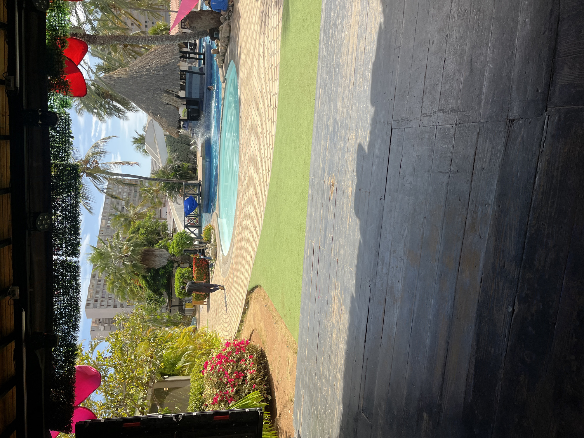 Family enjoys sunny pool day at Venezuelan resort