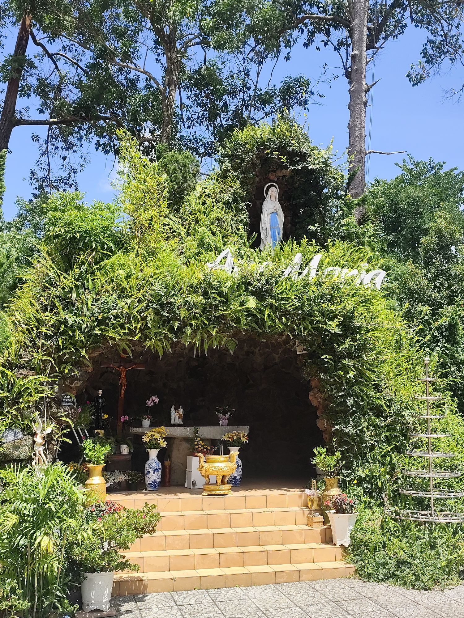 Exploring a Catholic compound and gardens in Da Lat