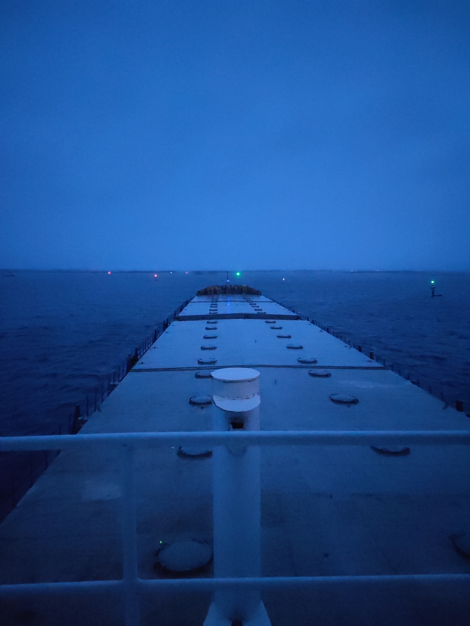Ship passenger records nighttime deck view near Bereg, Russia