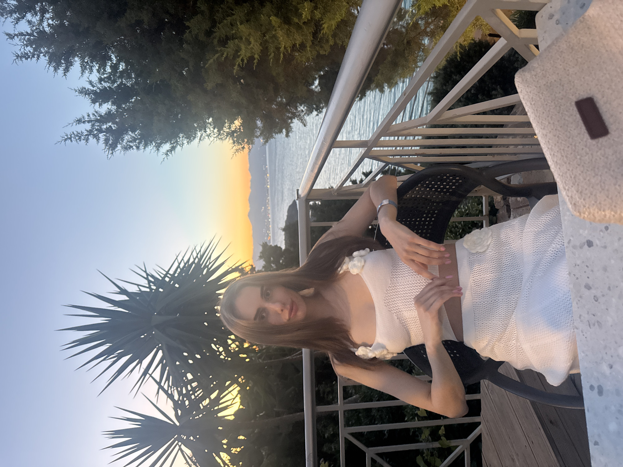 Sunset balcony time at a Cretan coastal hotel