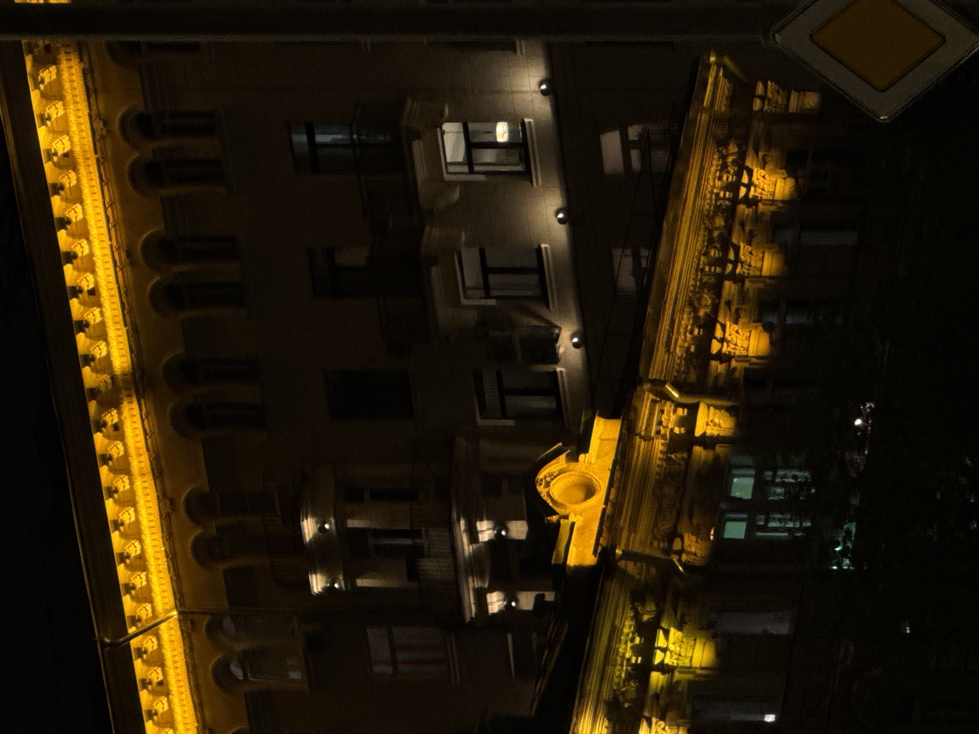 Nighttime architectural documentation captured in central Moscow