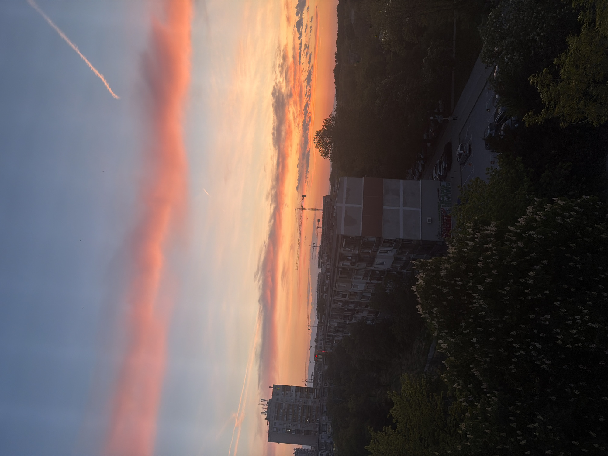 Colorful sunset observed over Plovdiv residential area Sunday evening