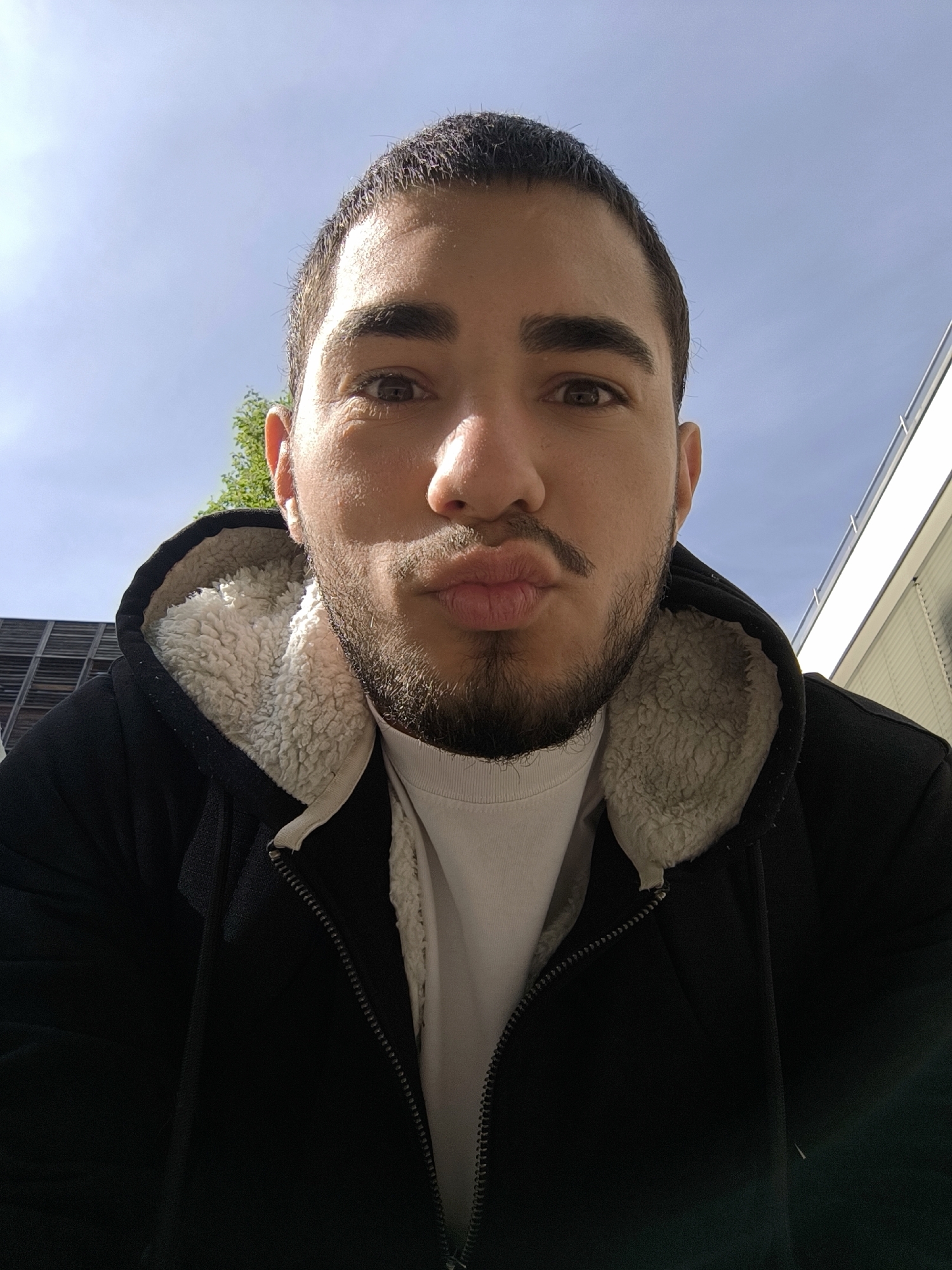 Young man takes selfie in Schiltigheim, France