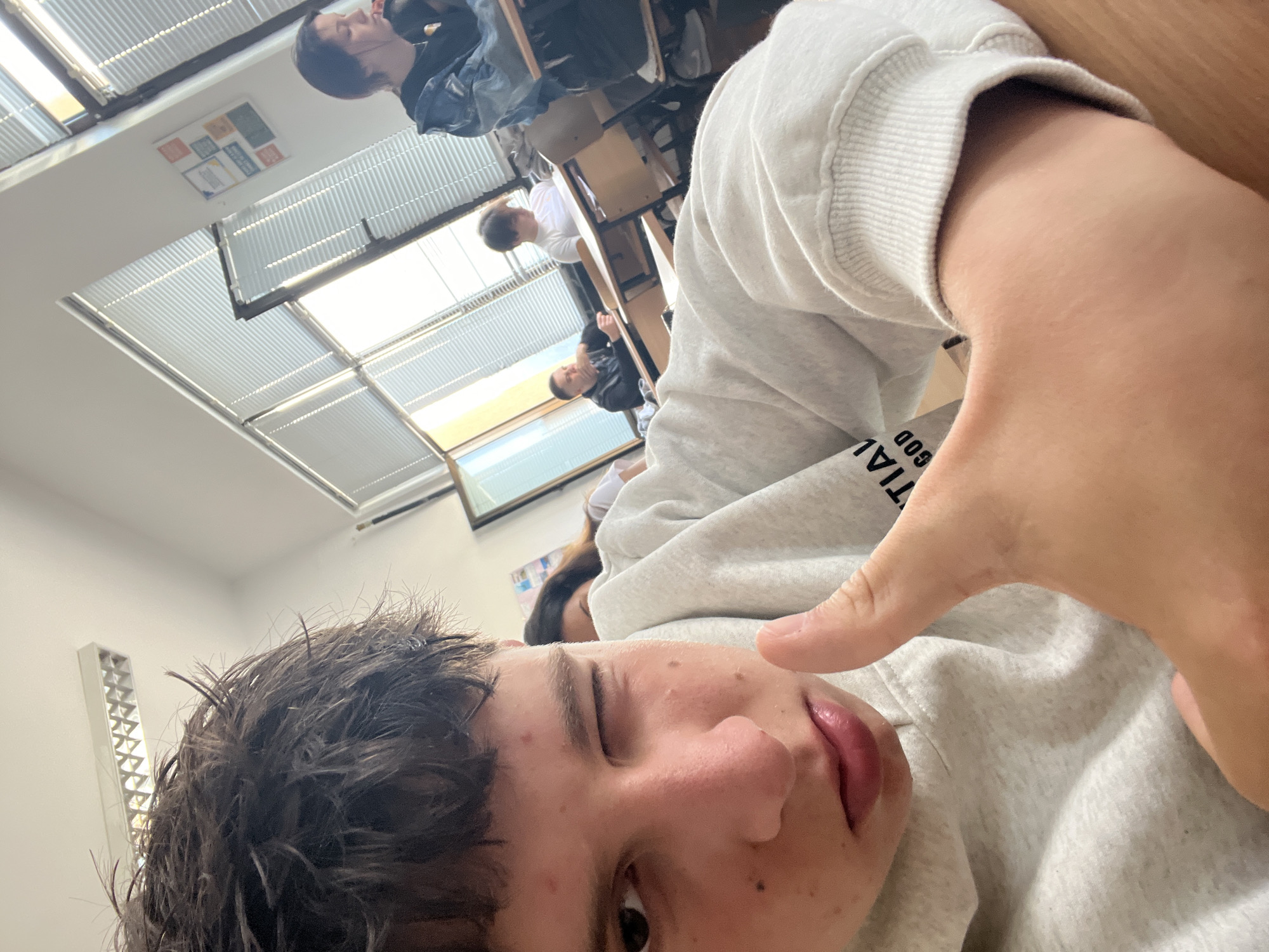 Students document classroom moments through selfies in Zlatograd, Bulgaria