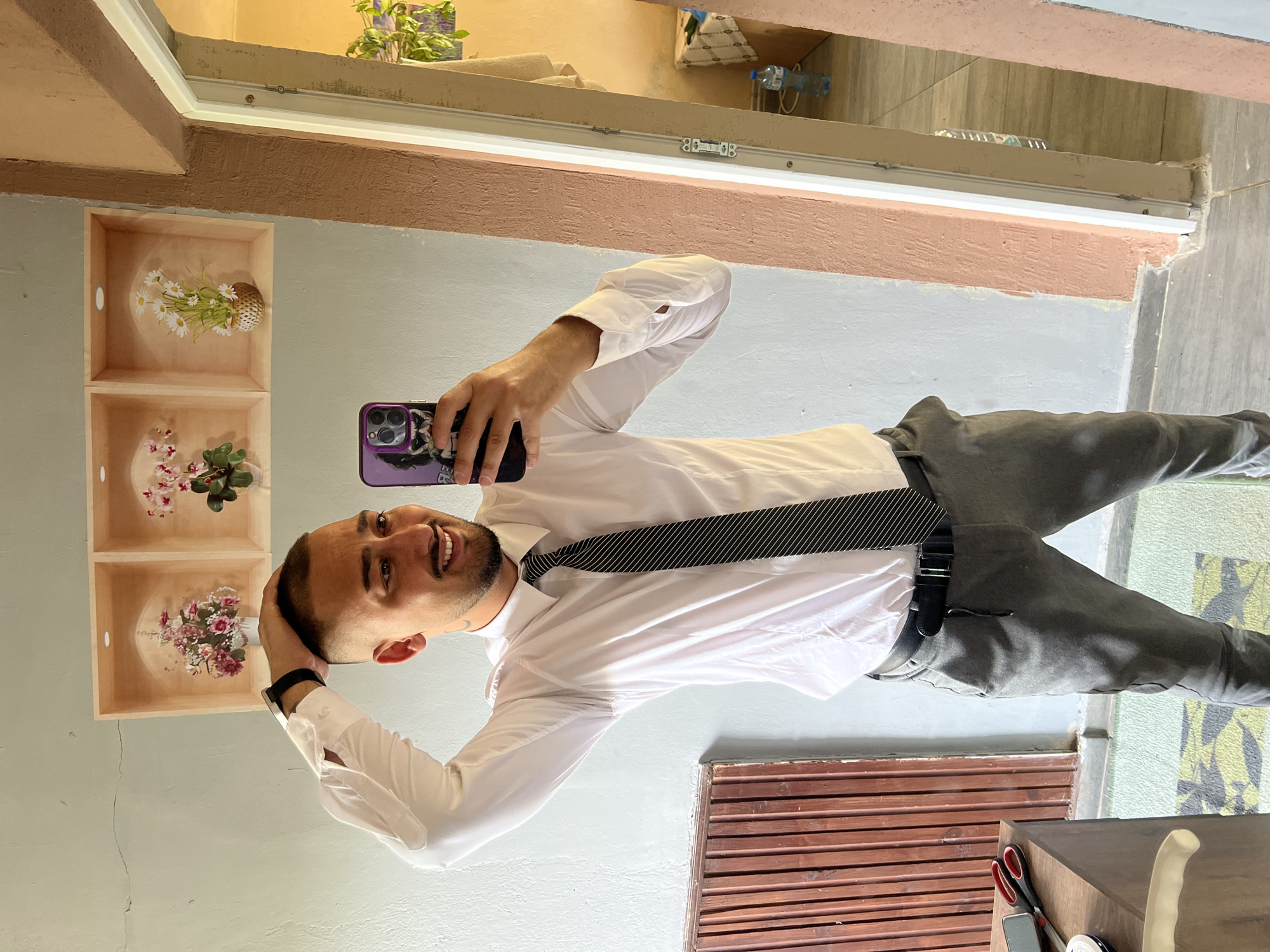 Man takes selfies in Shumata, Bulgaria