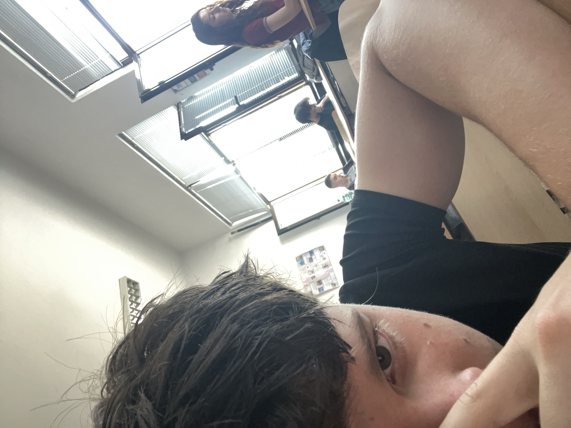 Young people capture morning selfies in Zlatograd, Bulgaria
