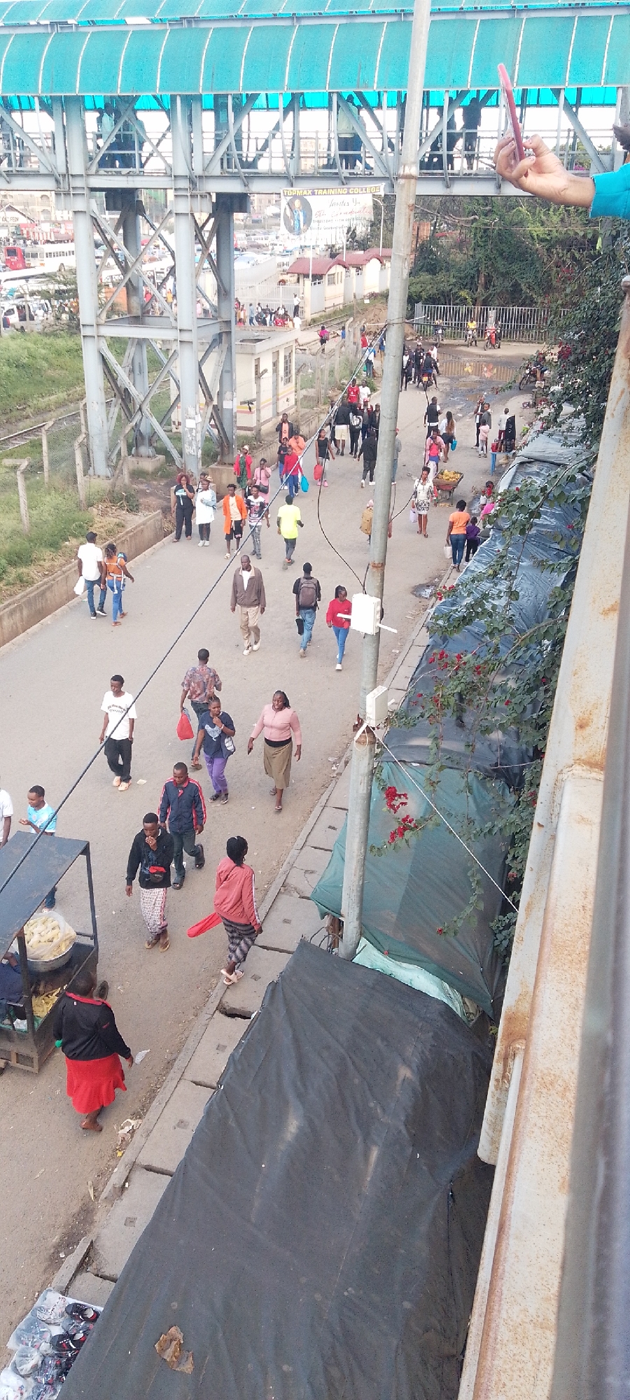 Elevated views capture daily street life in Nairobi