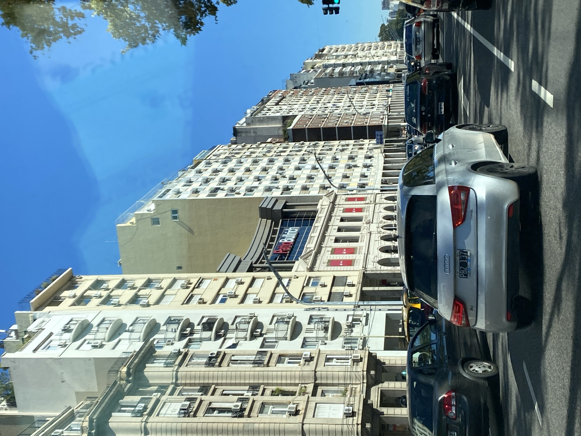 Traffic scene documented from moving vehicle in Buenos Aires