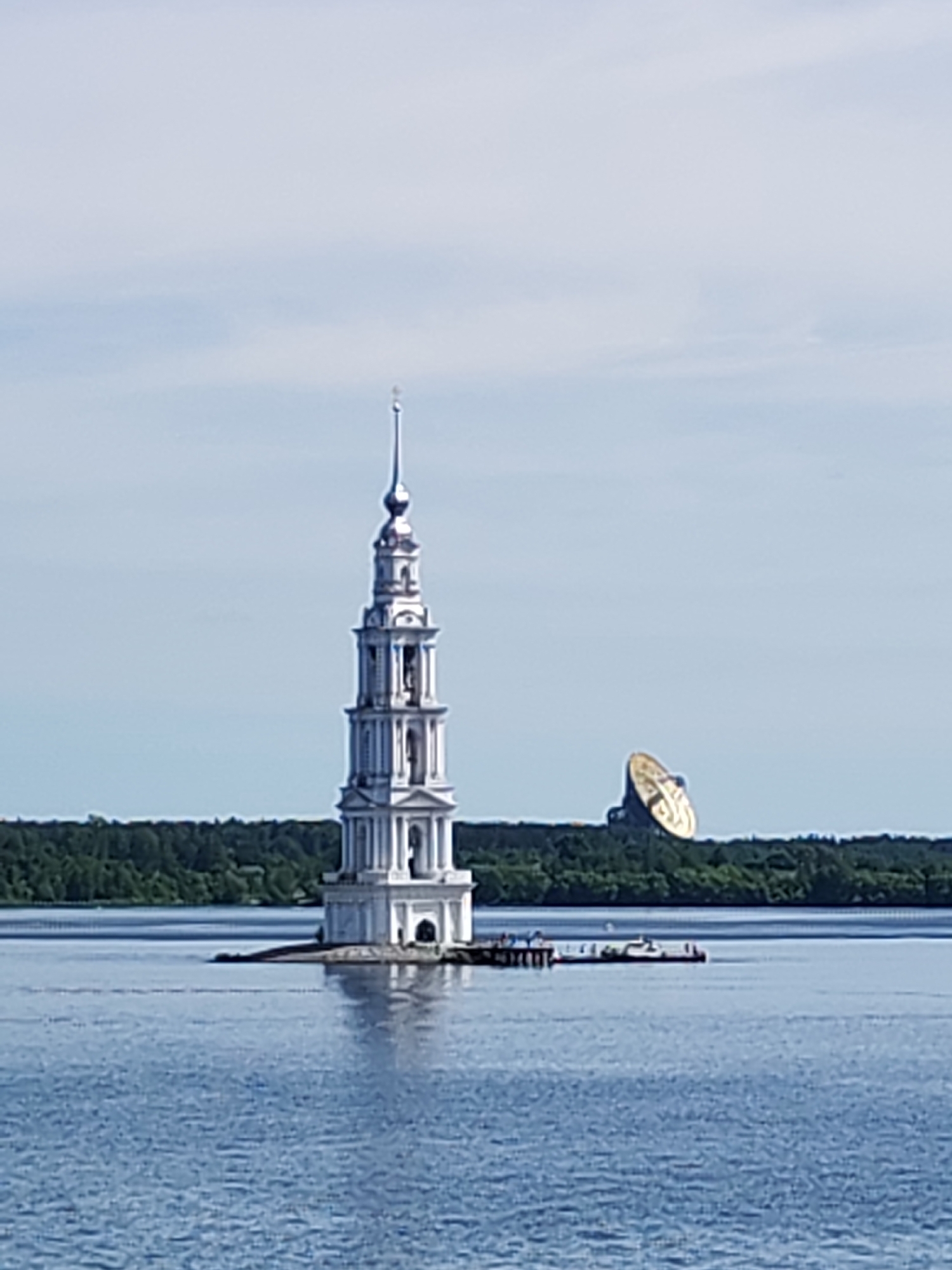 Flooded cathedral bell tower observed in Kalyazin reservoir