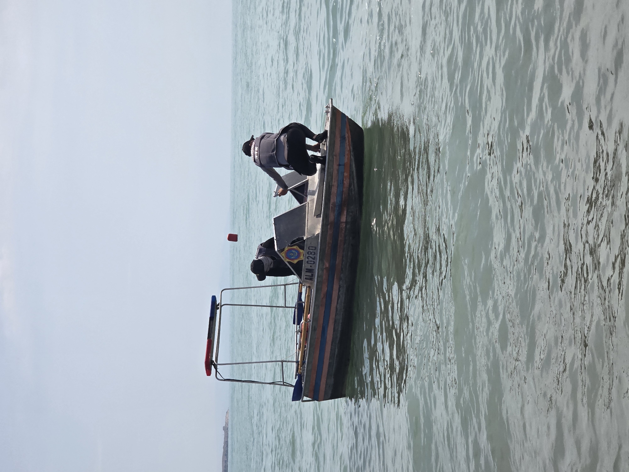 Busy day at a supervised beach on Kapchagay Reservoir