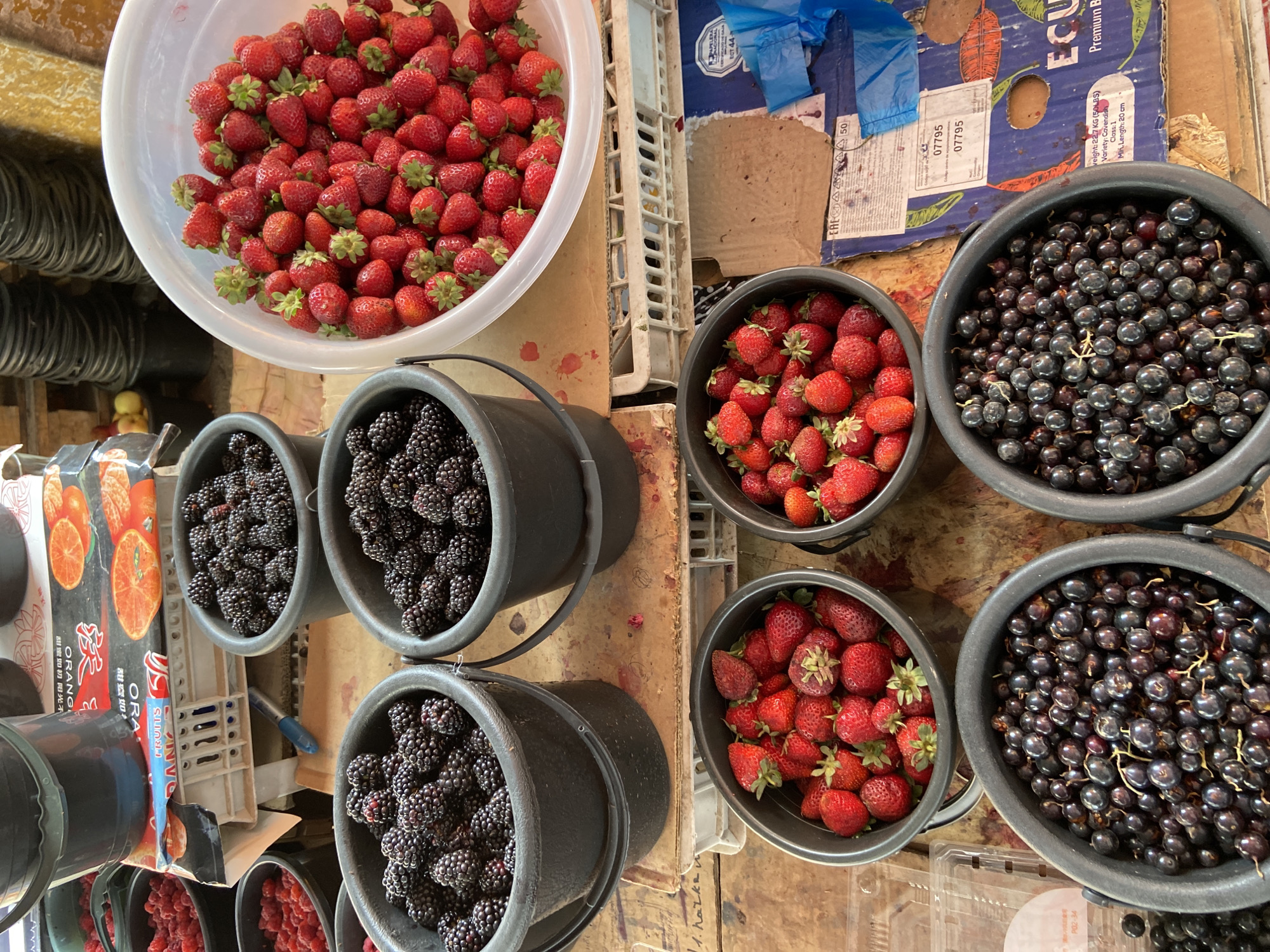 Fresh fruit stalls line the streets of Dushanbe