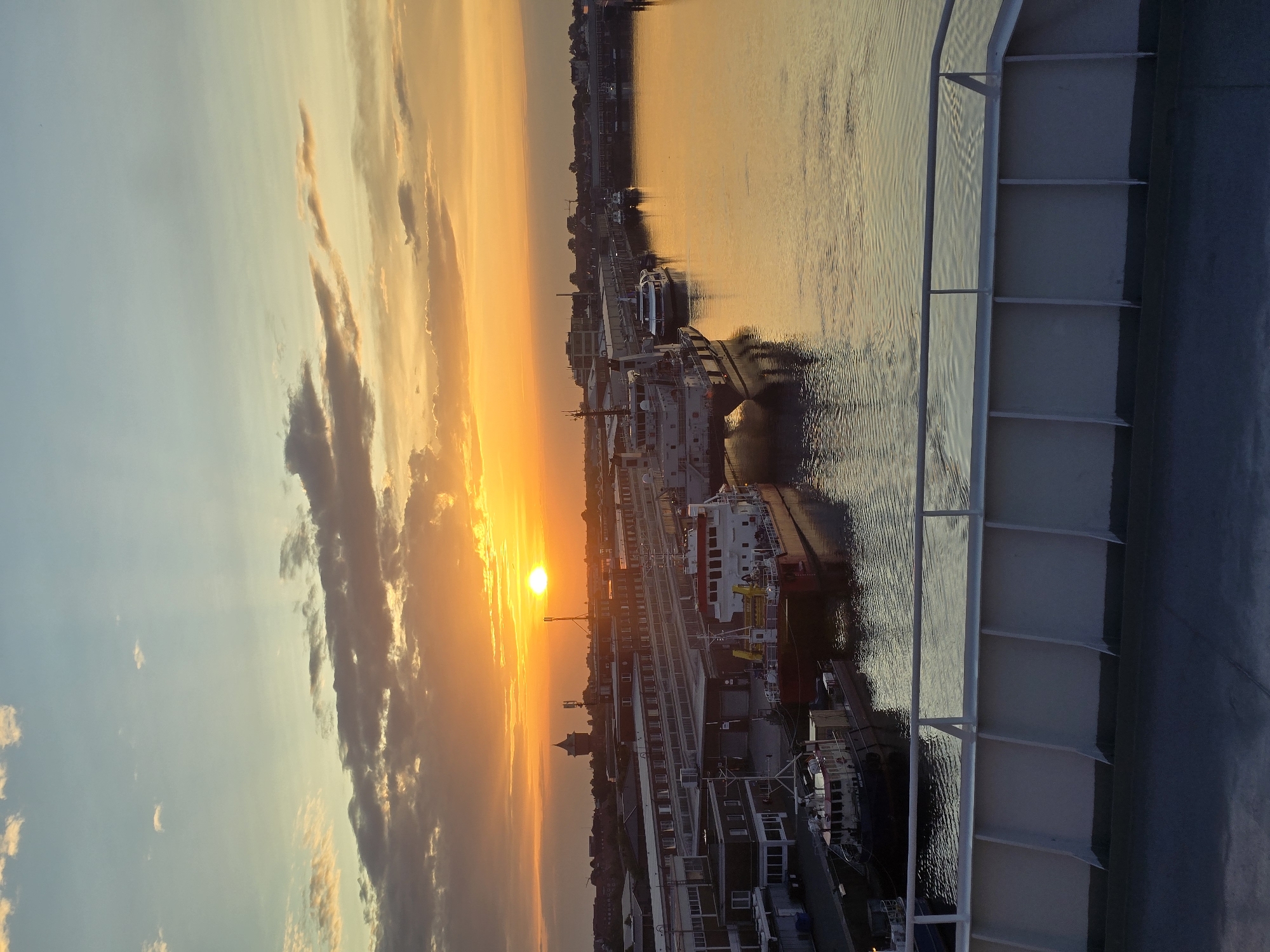 Warm sunset light over Cuxhaven's port
