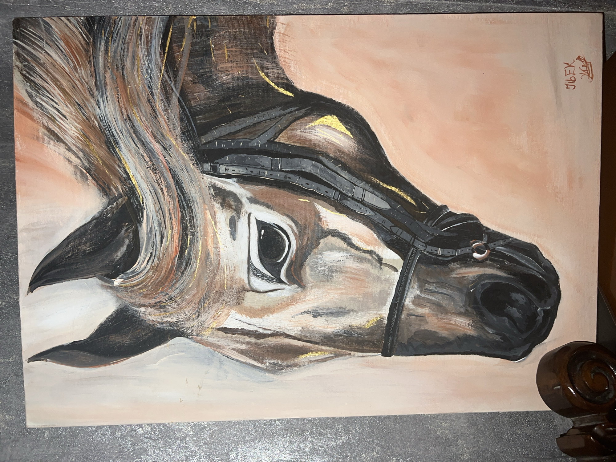 Impressionistic horse head painting in Keçiören, Turkey