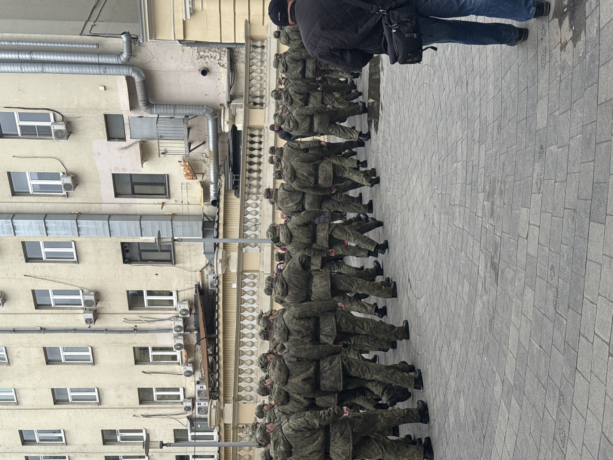 Military formation observed on Moscow street