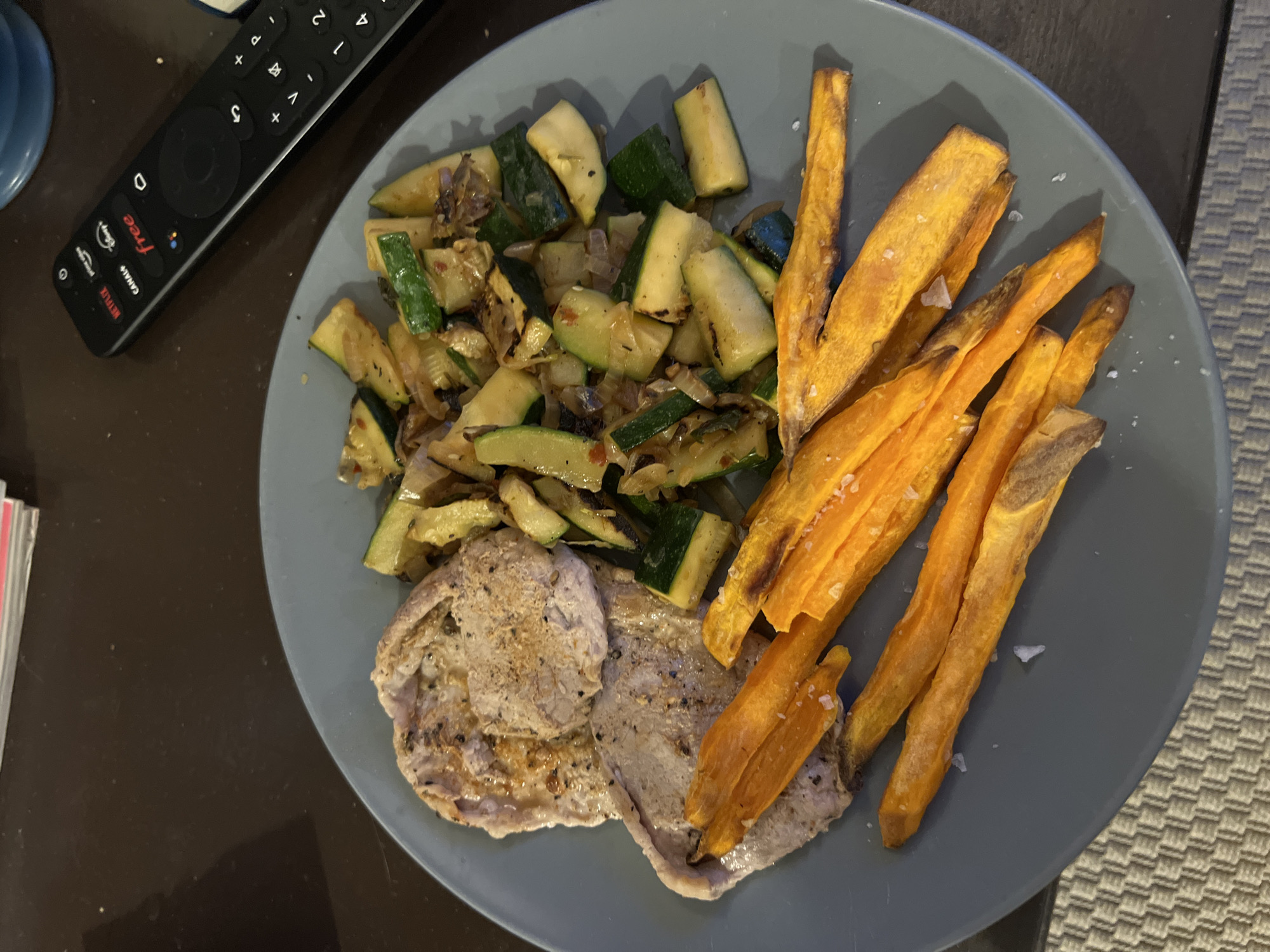 Plated meal with meat cutlets documented in Paris
