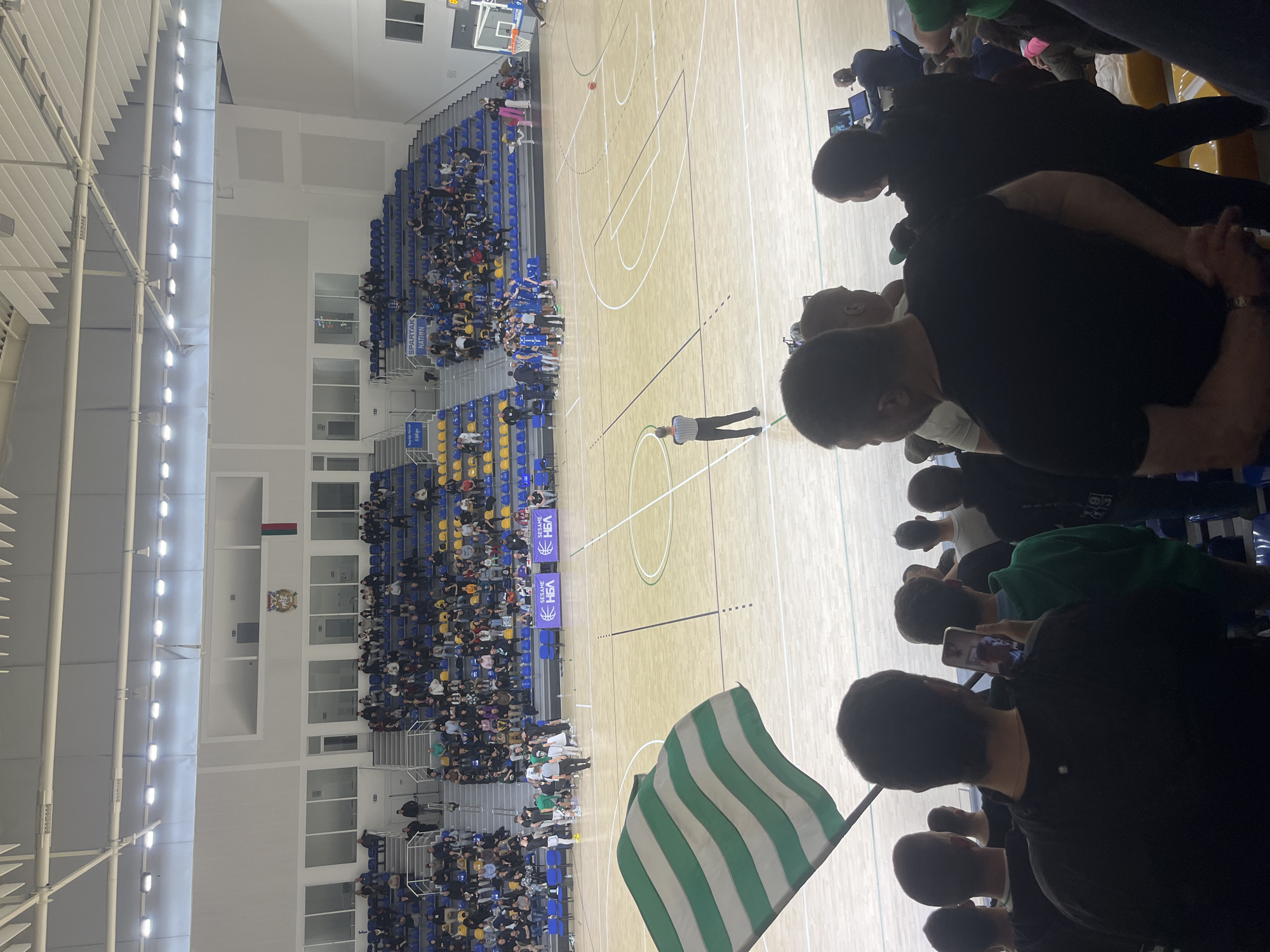 Indoor basketball game draws crowd in Shumen, Bulgaria