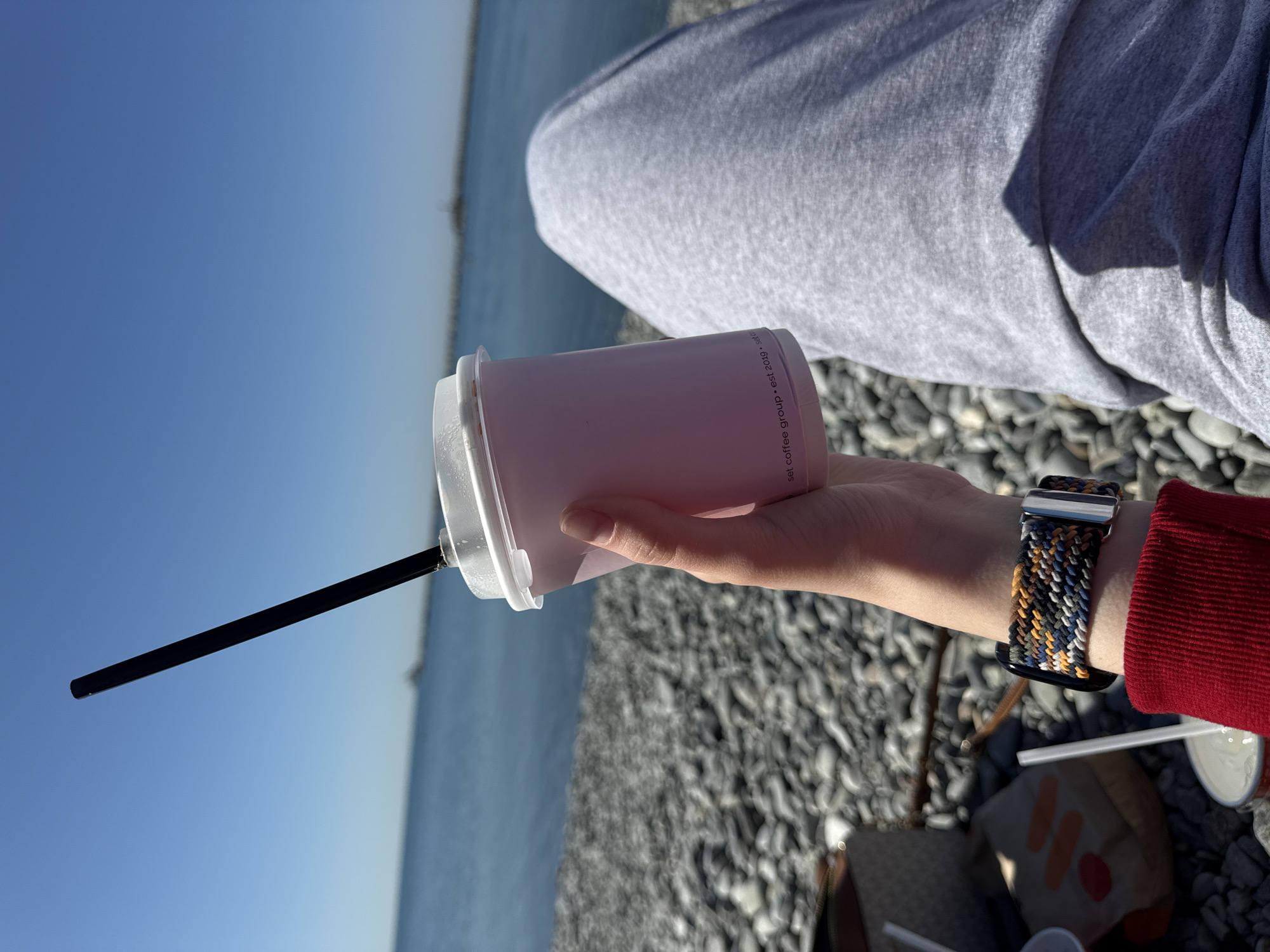 Morning coastal scenes capture casual moments at waterfront location