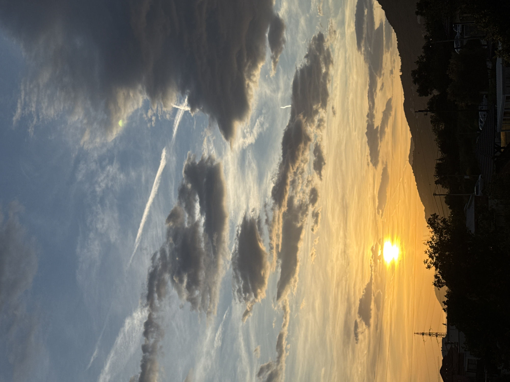 Sunset documented with aircraft contrails over Sustaš, Montenegro