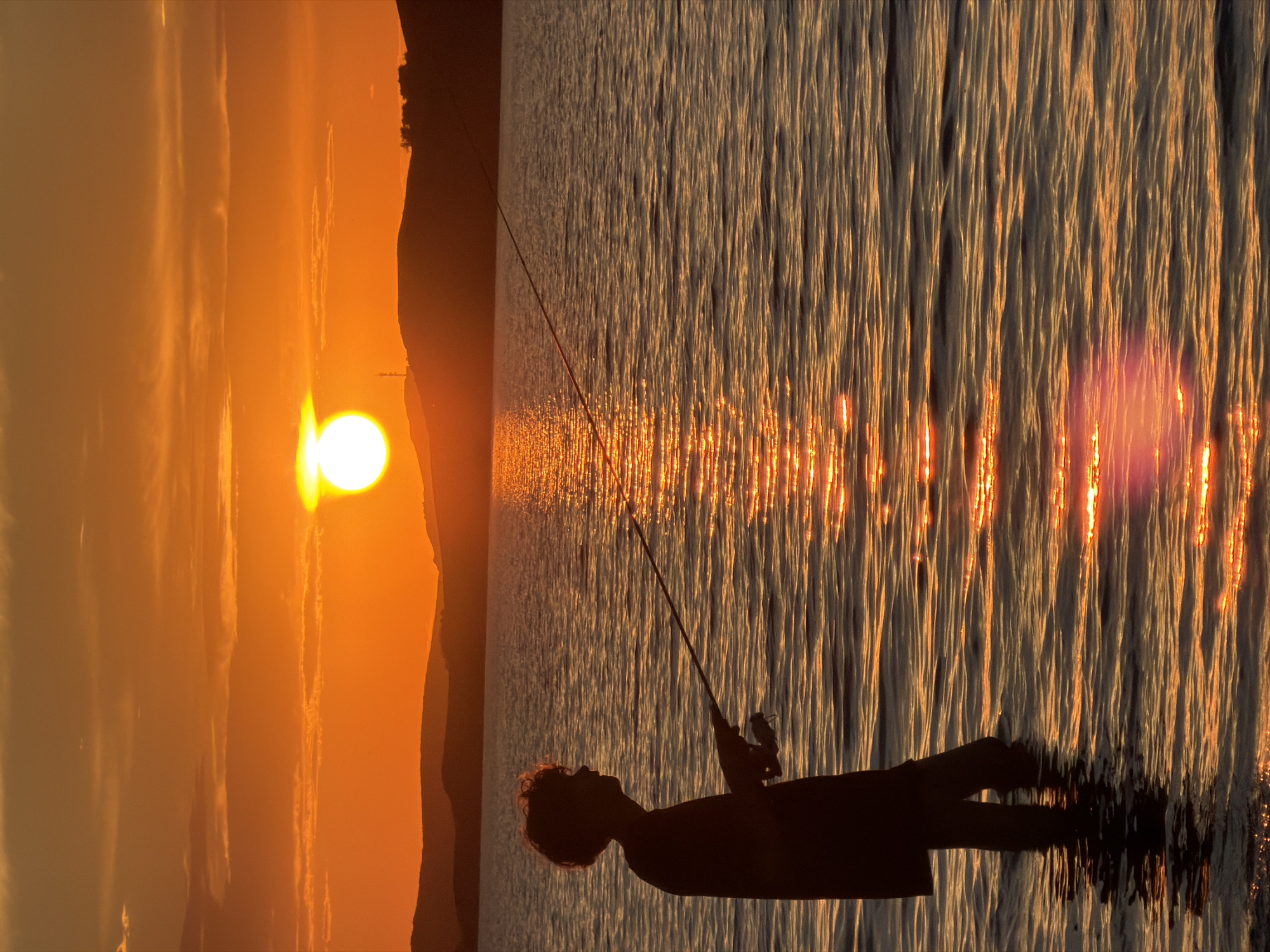 Fishing at sunset on the Nura River, Temirtau