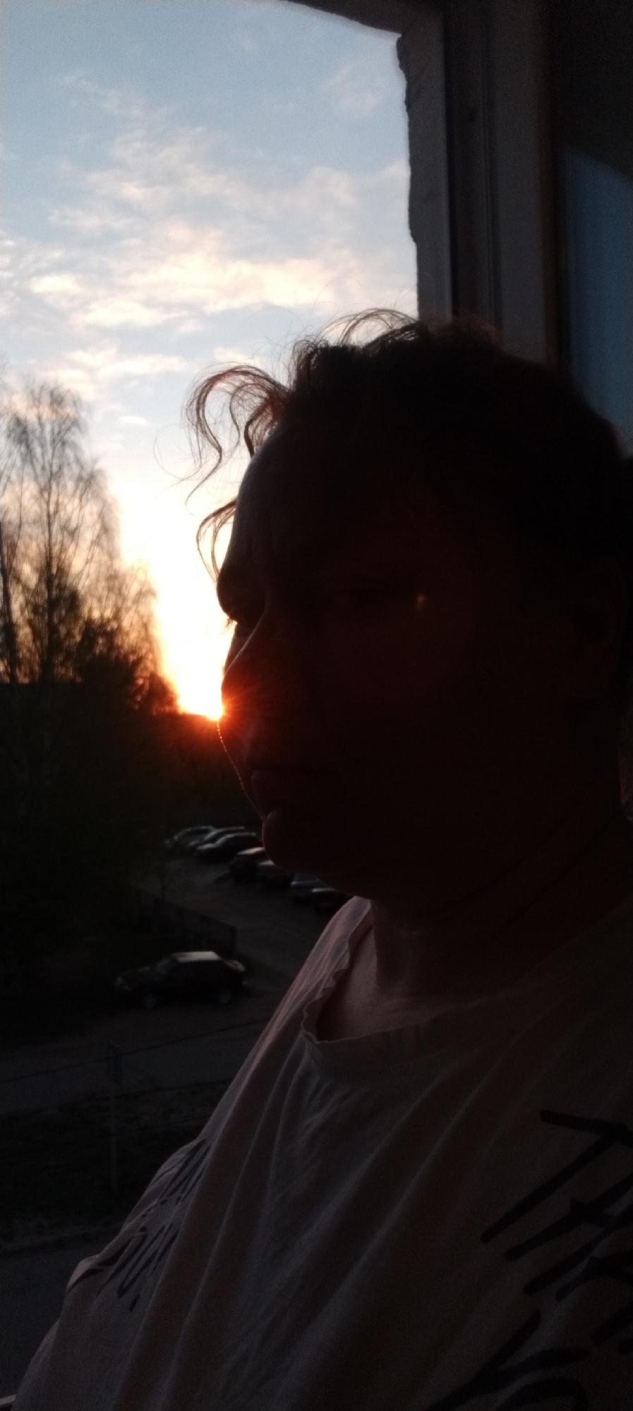 Sunset witnessed from indoors in Chaikovsky, Russia