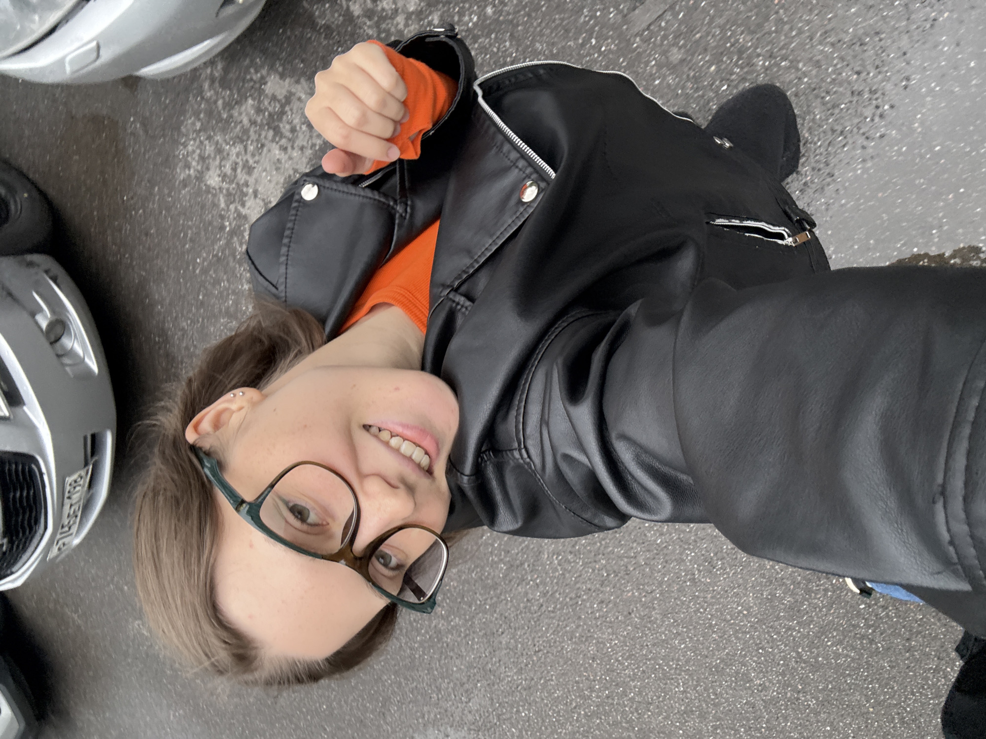 Selfies on a wet Saint Petersburg street, July afternoon