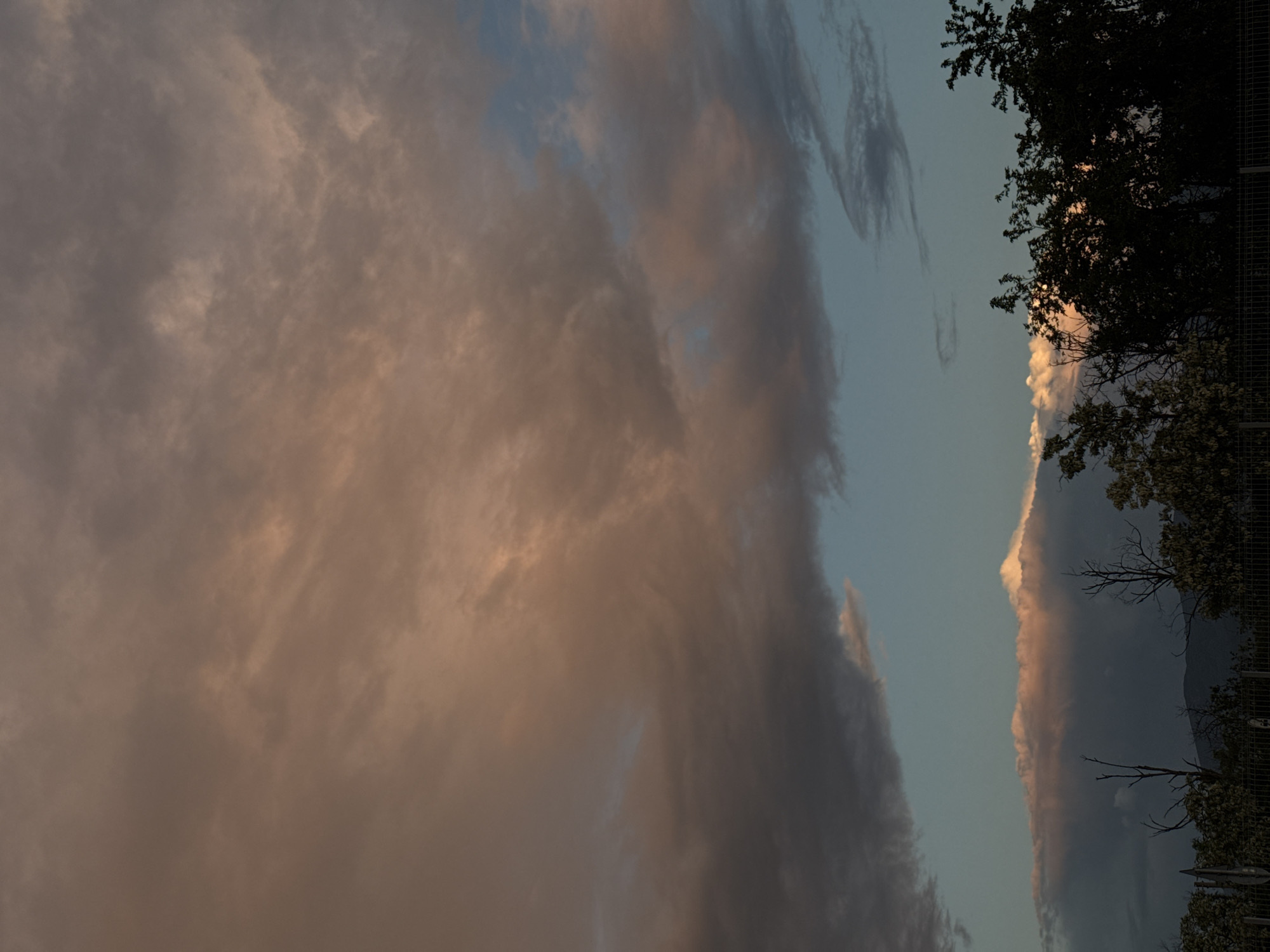 Evening clouds observed over Plovdiv, Bulgaria display varied colors