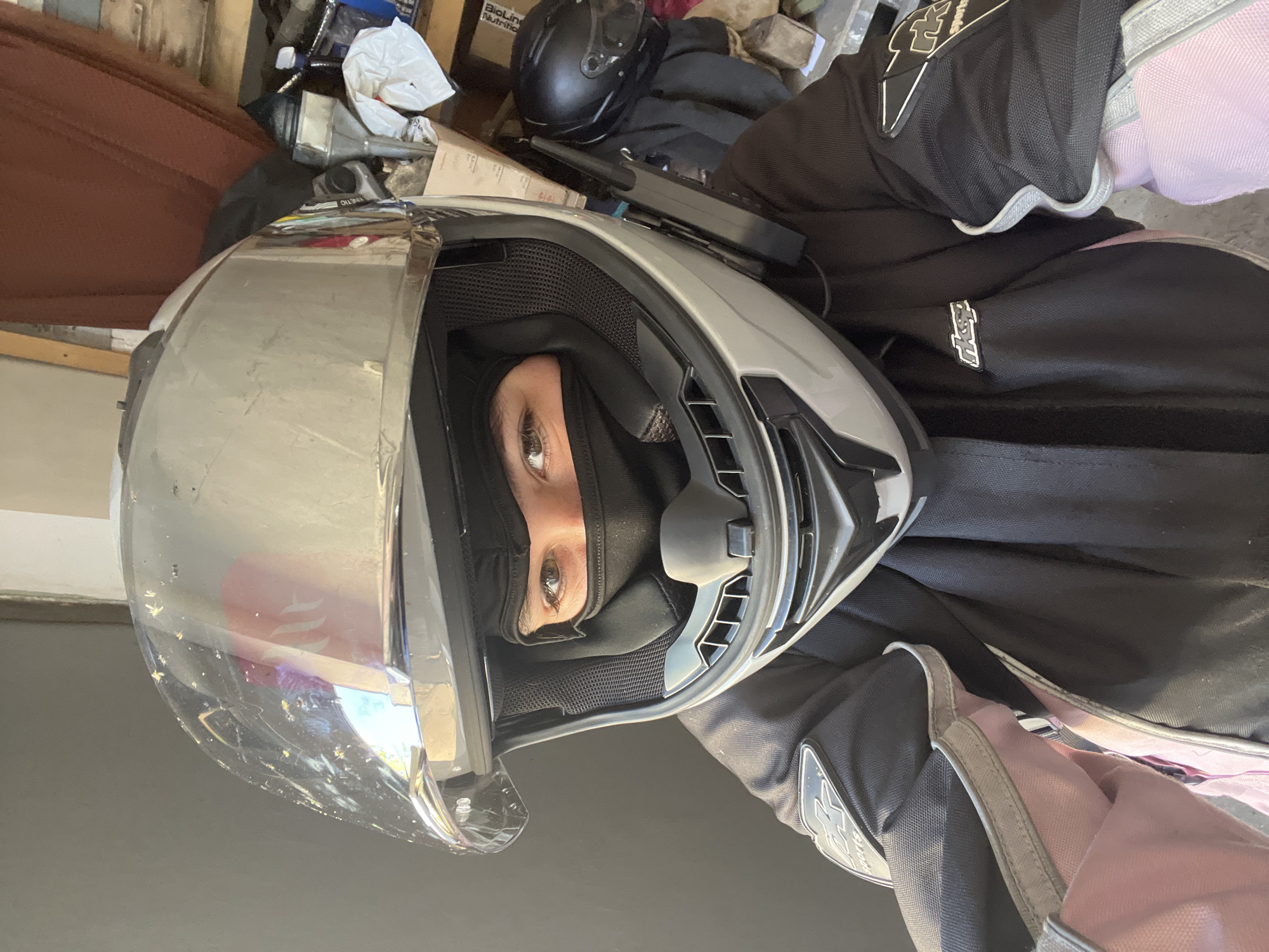Motorcyclist repairs roller blades in Ukrainian garage