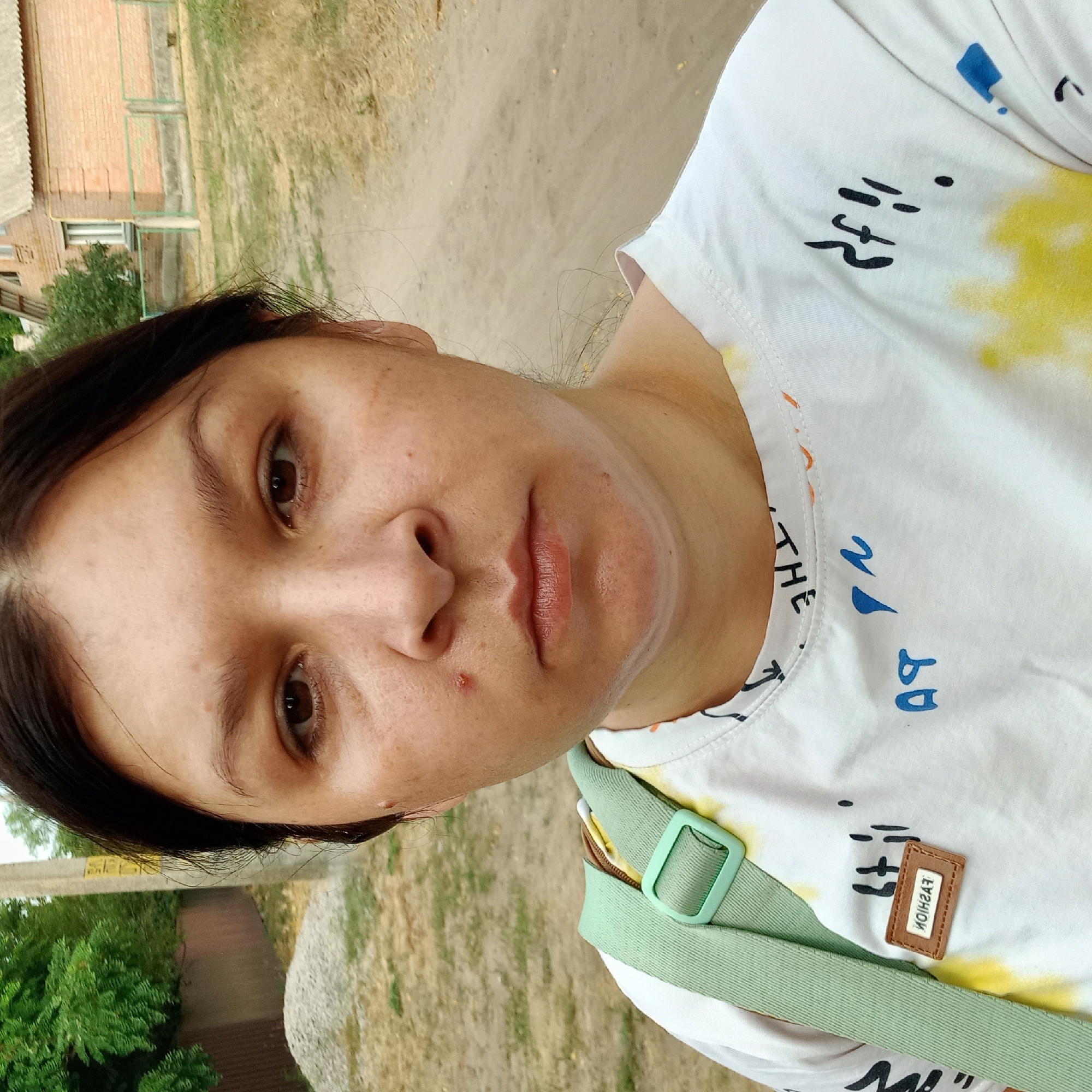 Outdoor selfie portrait on a rural road in Klyntsi, Ukraine