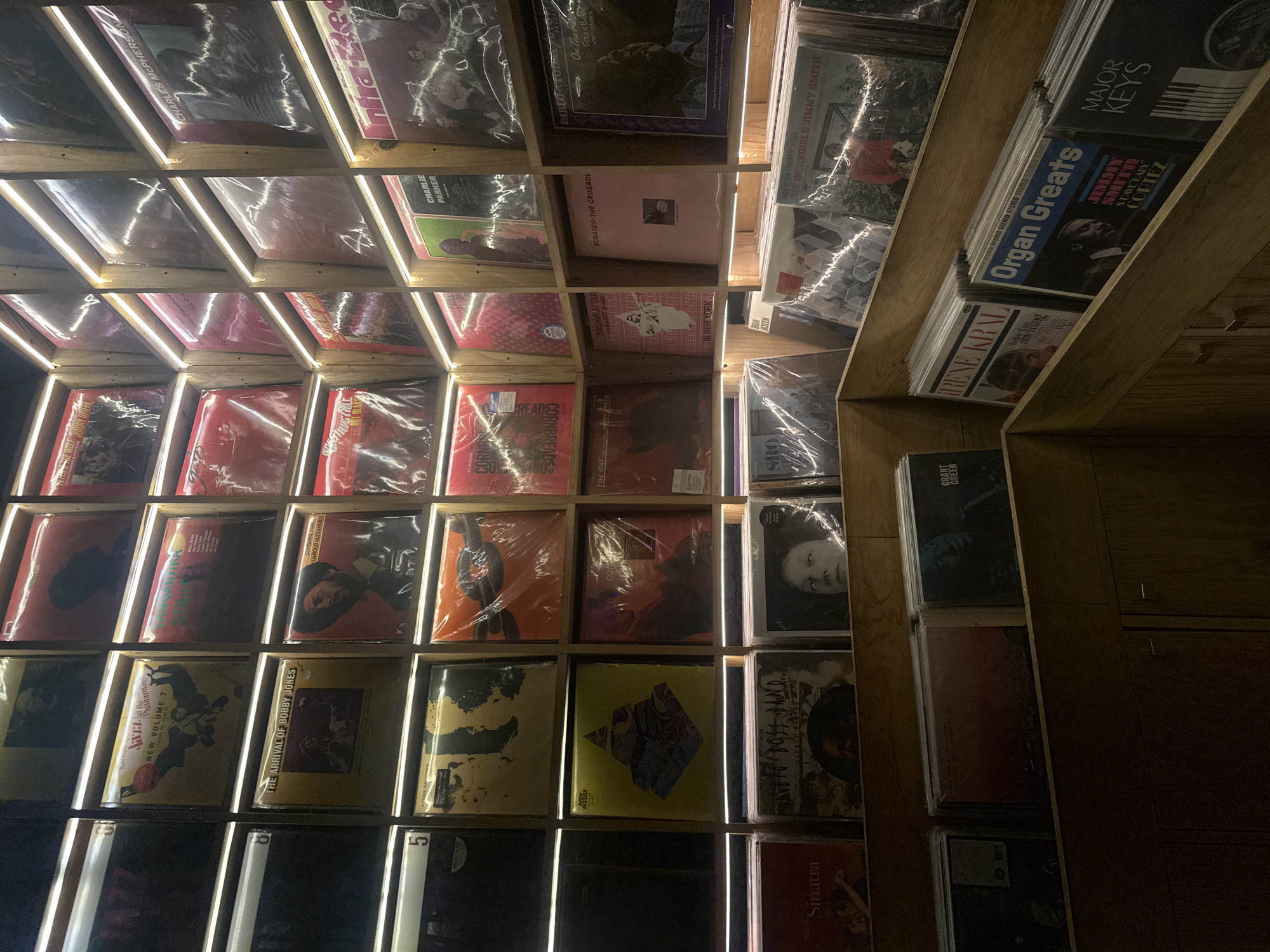 Late-night record store visit documented in Mexico City