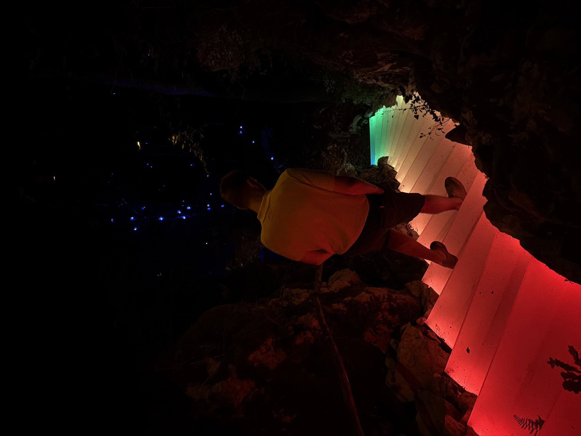 Evening visit to illuminated cave attraction in Montenegro documented