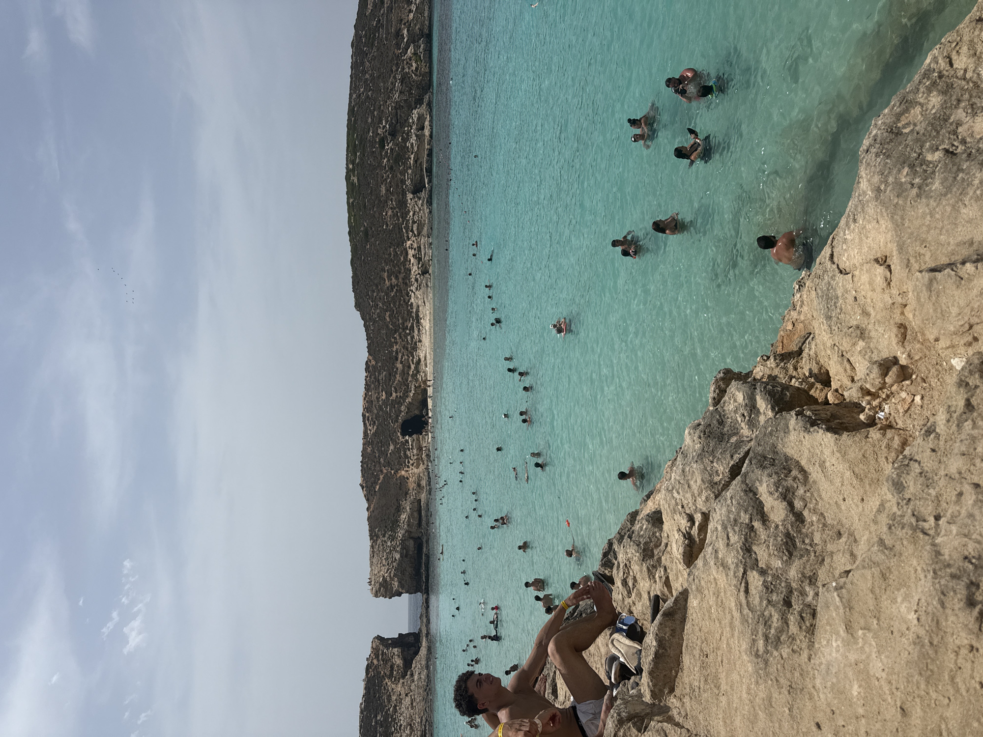 Blue Lagoon buzzing with summer crowds, Comino, Malta