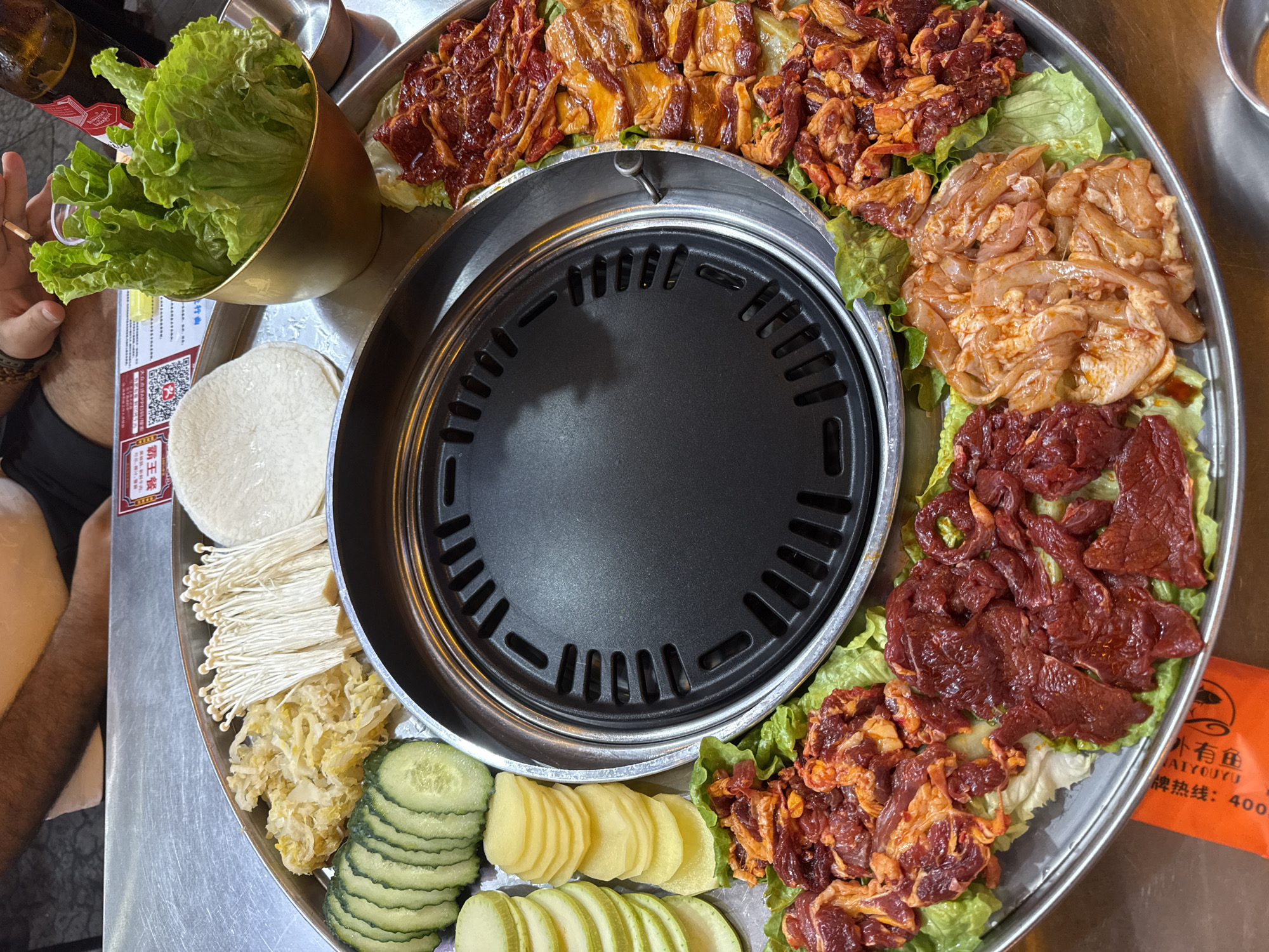 Korean BBQ meal served in Zhangjiajie, China restaurant