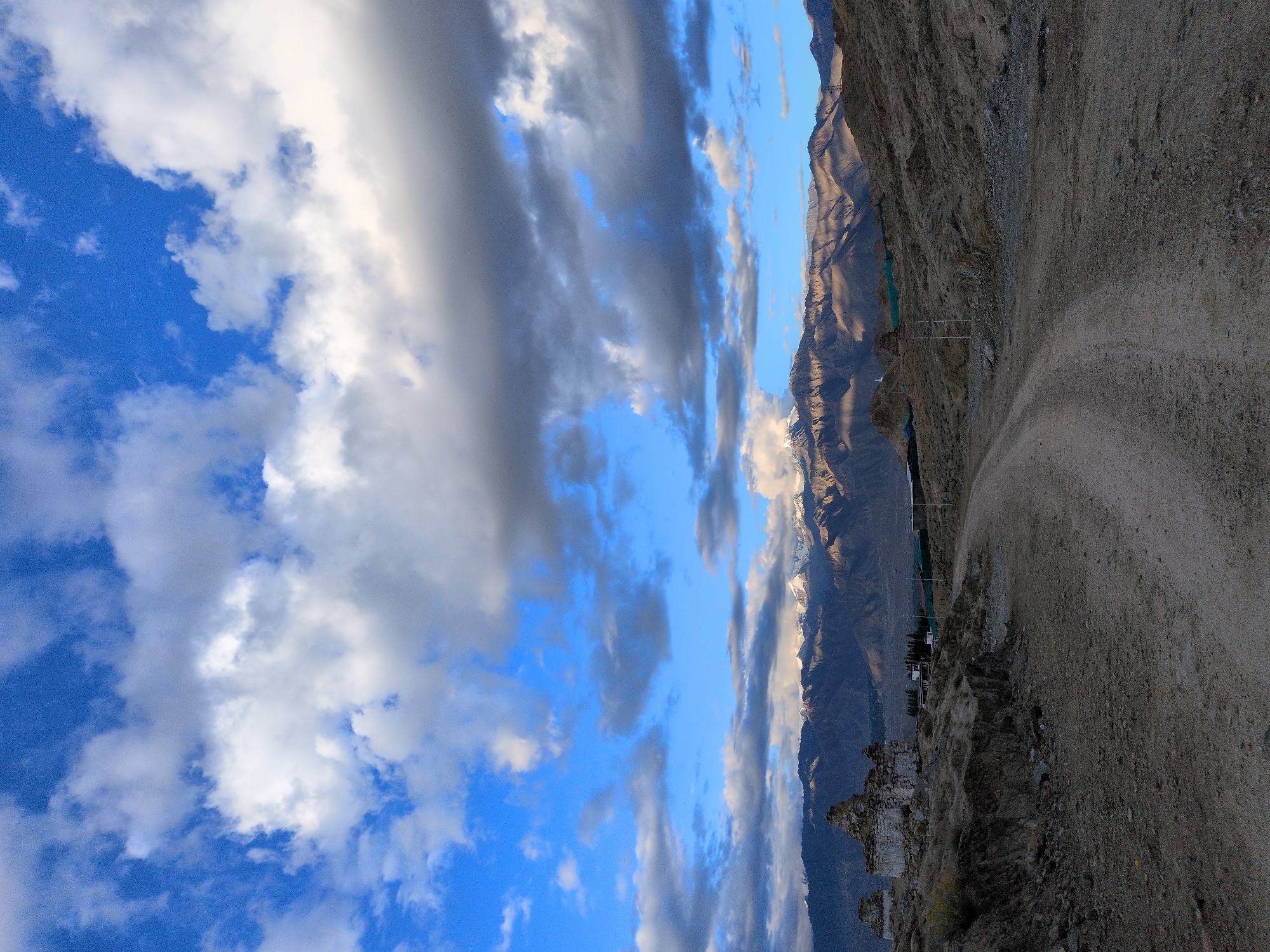 Rockslide clearance underway on a mountain road near Leh