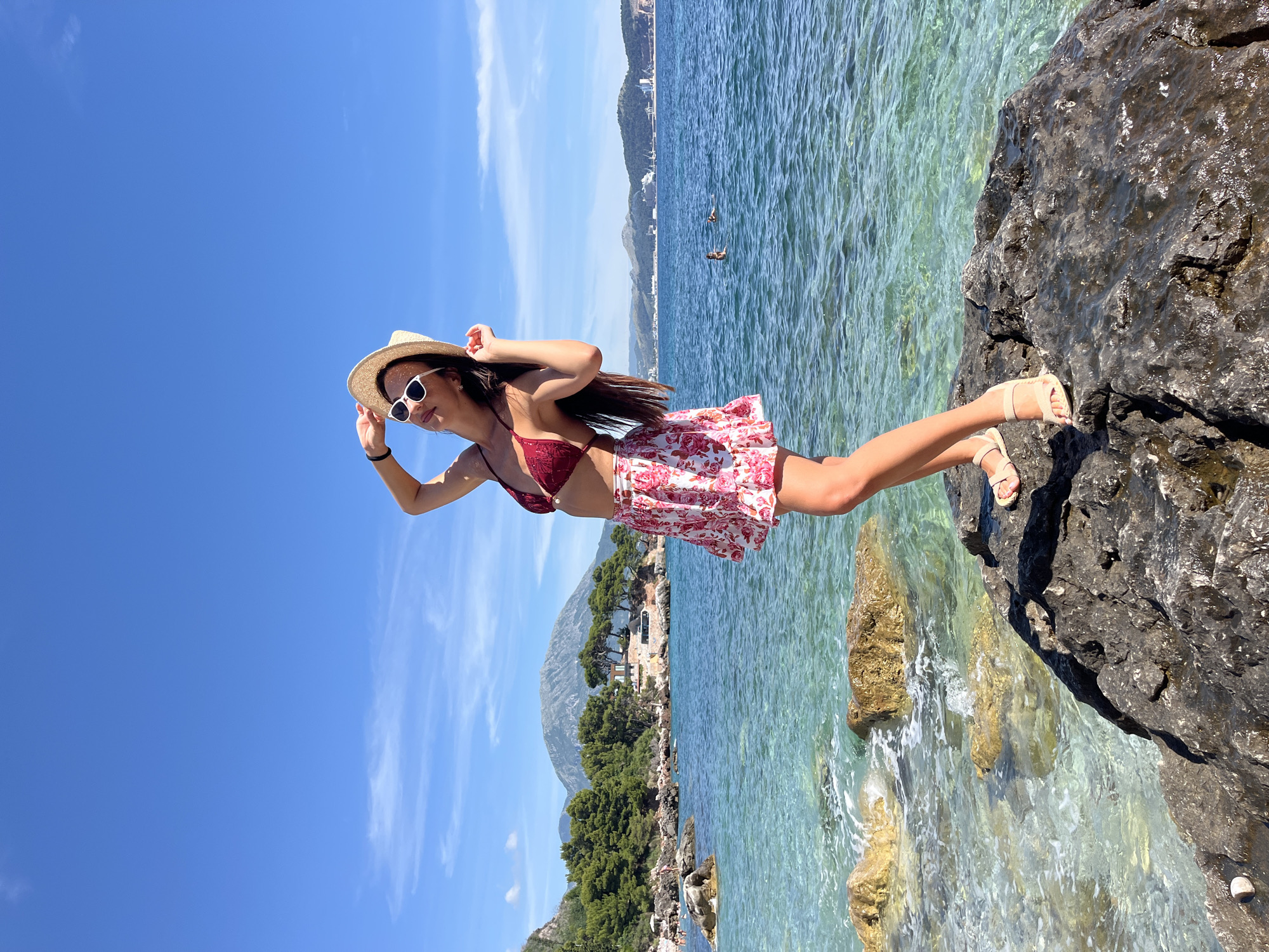 Posing on Sutomore's rocky Adriatic shore, summer 2026