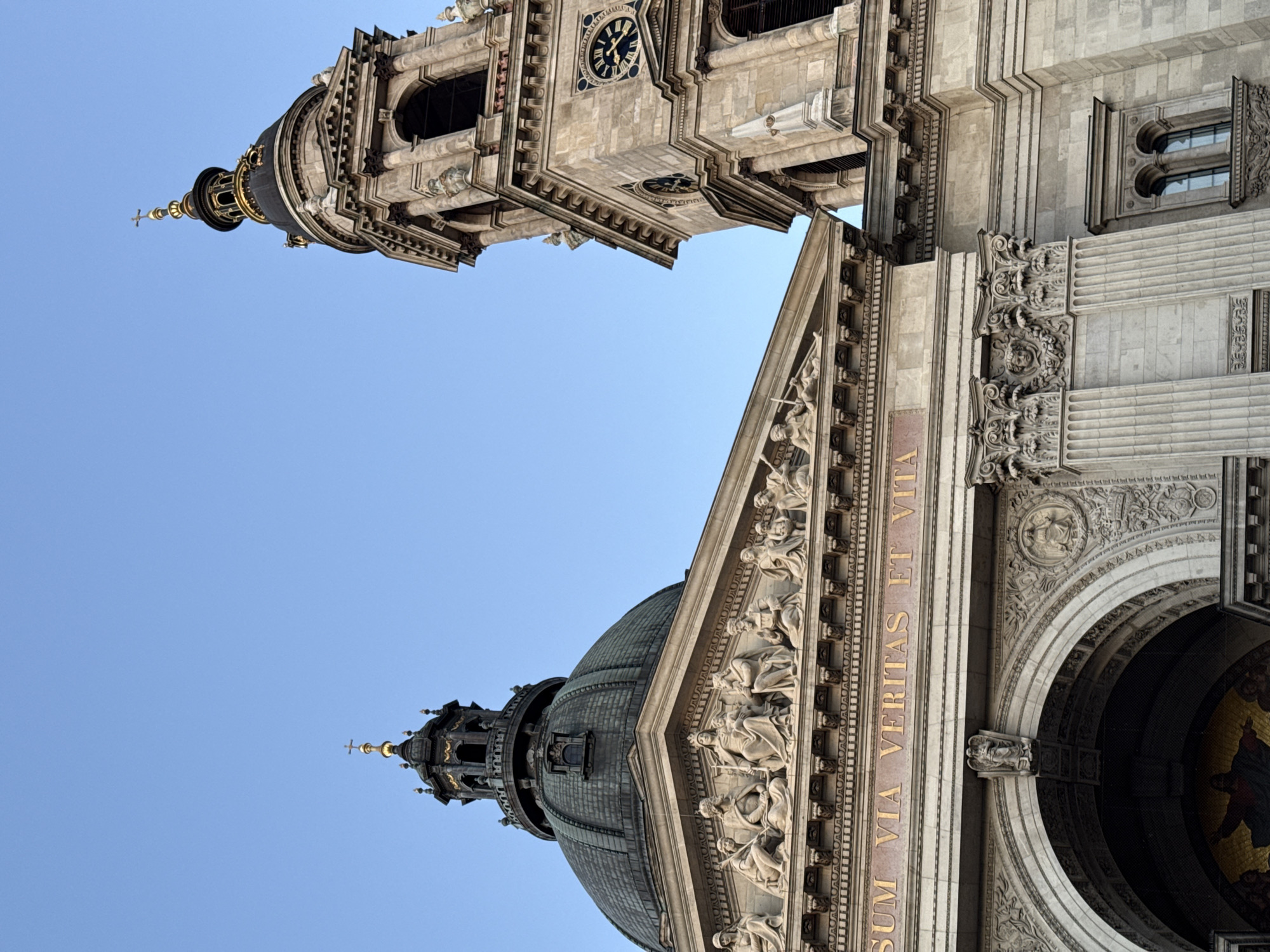Evening scenes captured around St. Stephen's Basilica in Budapest