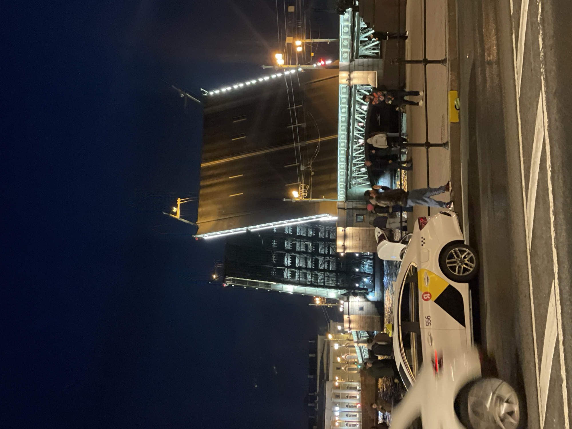 Palace Bridge opens for evening traffic in Saint Petersburg