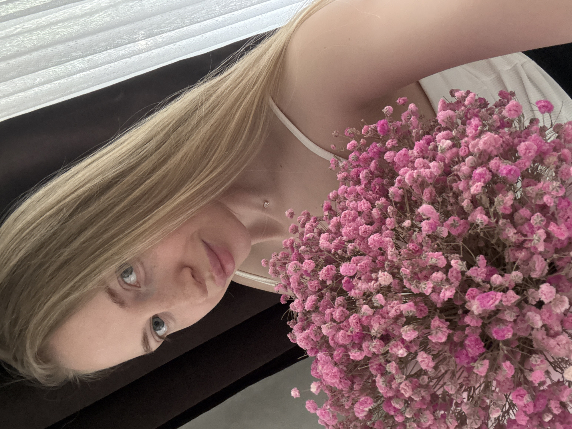Pink flower bouquet, multiple angles, Petropavlovsk-Kamchatsky interior