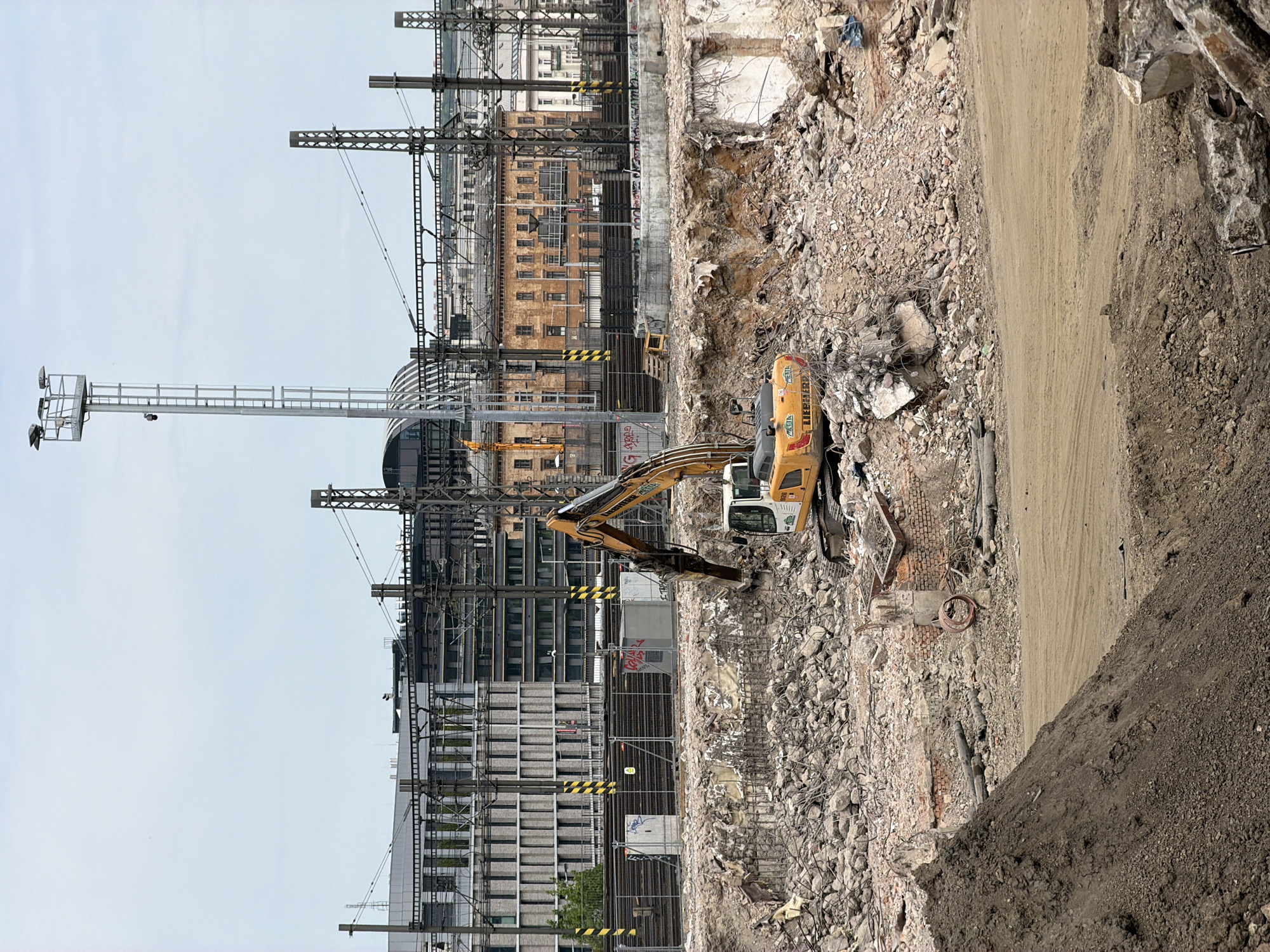 Morning construction work documented in Prague alongside casual indoor moments