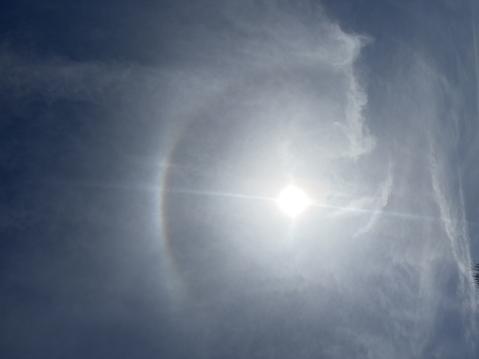 Solar halo appears over blooming Dobrich, Bulgaria